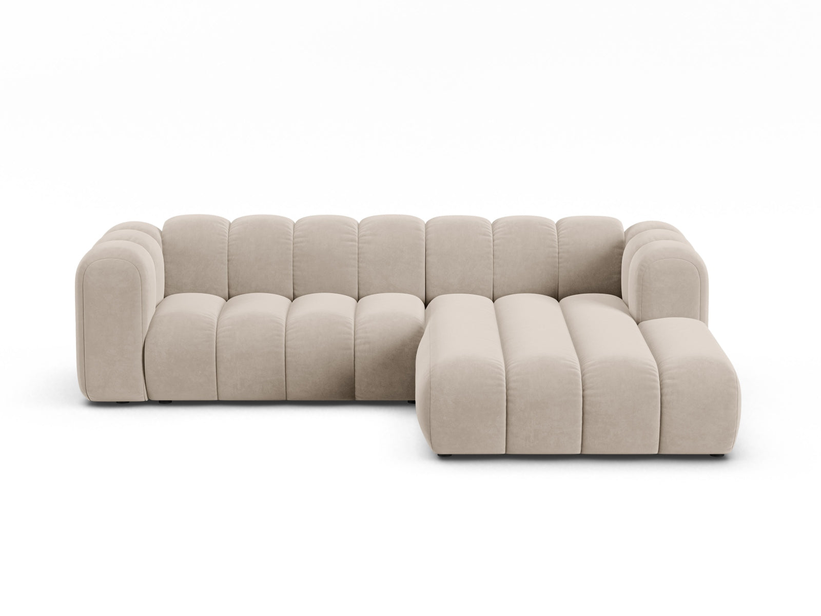 Lupine Velour Modular Ecksofa rechts 4 Sitzer in Beige-Salvador präsentiert im Onlineshop von KAQTU Design AG. L-Sofa rechts ist von Micadoni