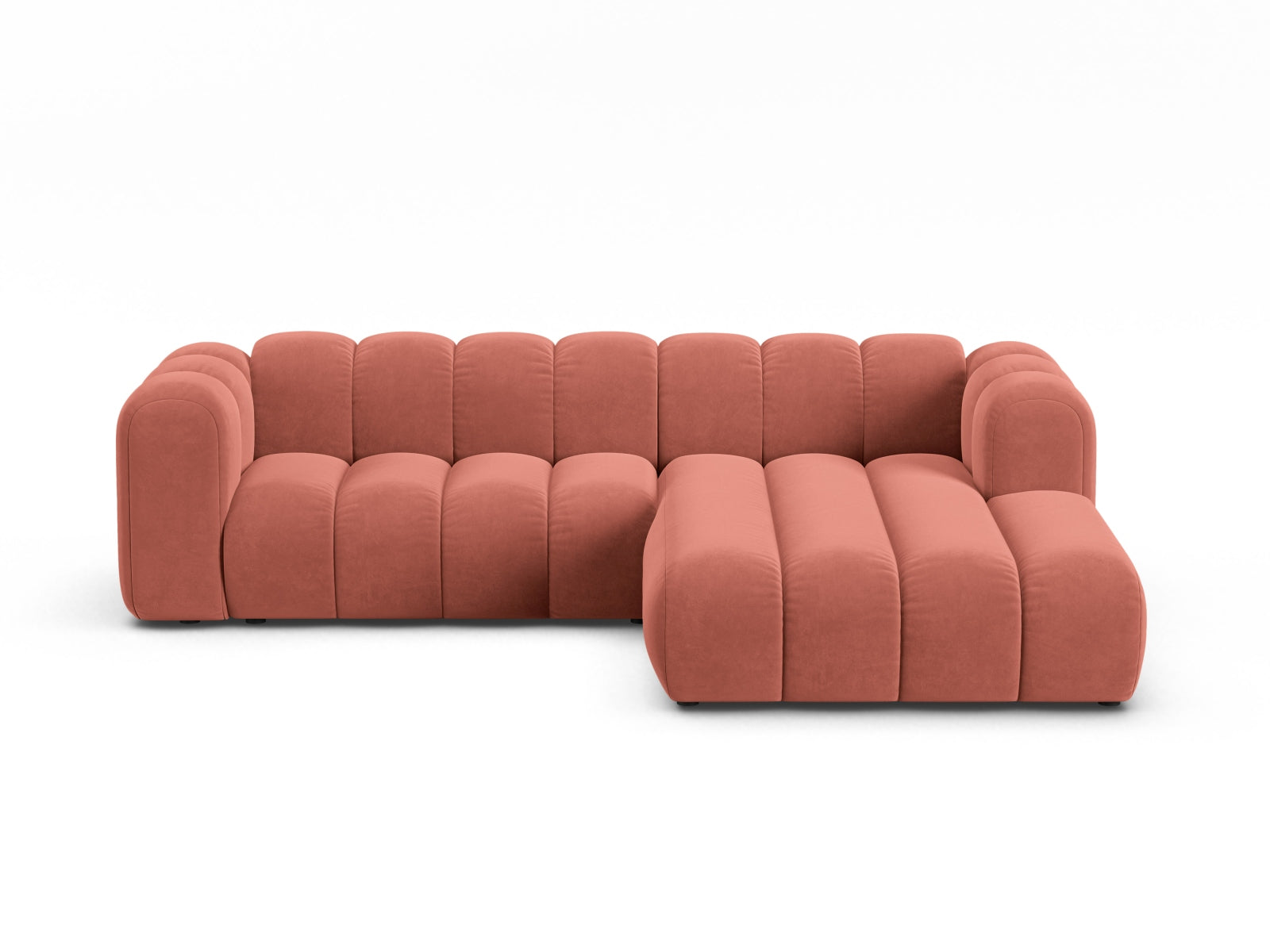 Lupine Velour Modular Ecksofa rechts 4 Sitzer in Coral-Salvador präsentiert im Onlineshop von KAQTU Design AG. L-Sofa rechts ist von Micadoni