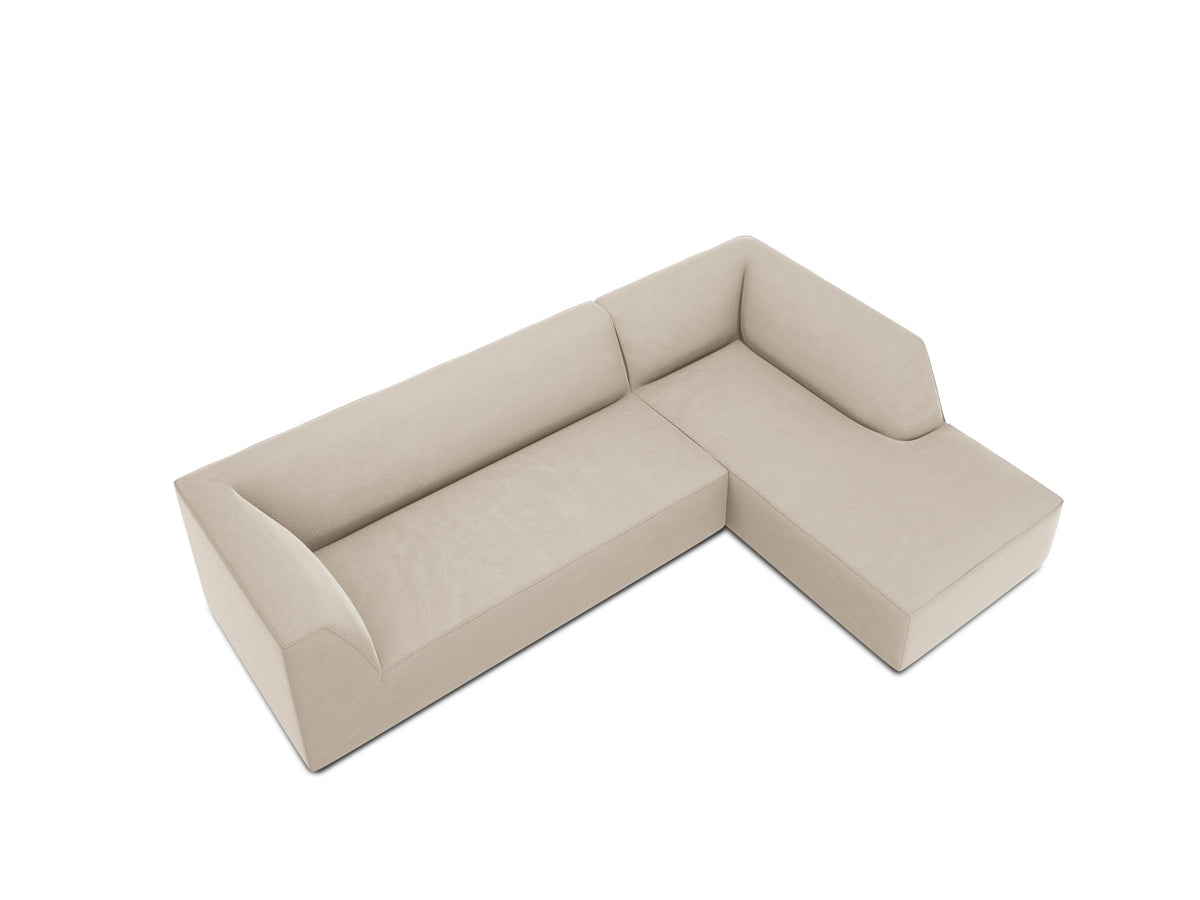 Ruby Velour modulares Ecksofa rechts 4 Sitzer in Beige-Salvador präsentiert im Onlineshop von KAQTU Design AG. L-Sofa rechts ist von Micadoni