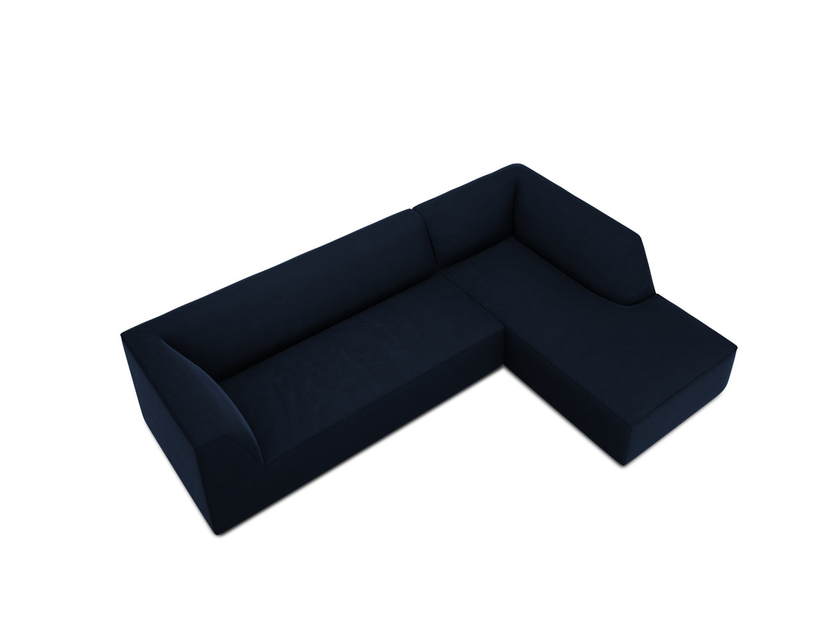 Ruby Velour modulares Ecksofa rechts 4 Sitzer in Royal Blue-Salvador präsentiert im Onlineshop von KAQTU Design AG. L-Sofa rechts ist von Micadoni