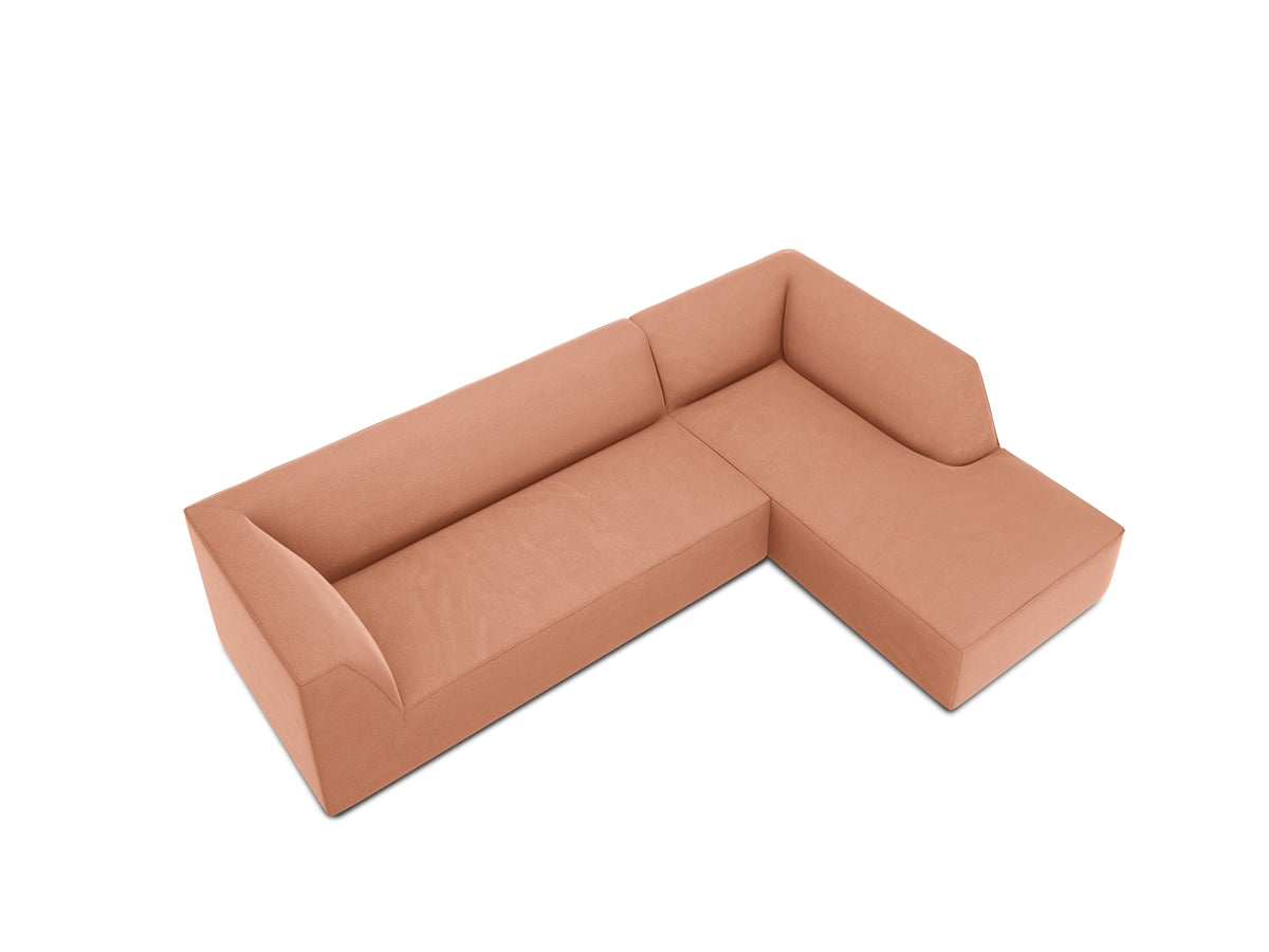 Ruby Velour modulares Ecksofa rechts 4 Sitzer in Pink-Salvador präsentiert im Onlineshop von KAQTU Design AG. L-Sofa rechts ist von Micadoni