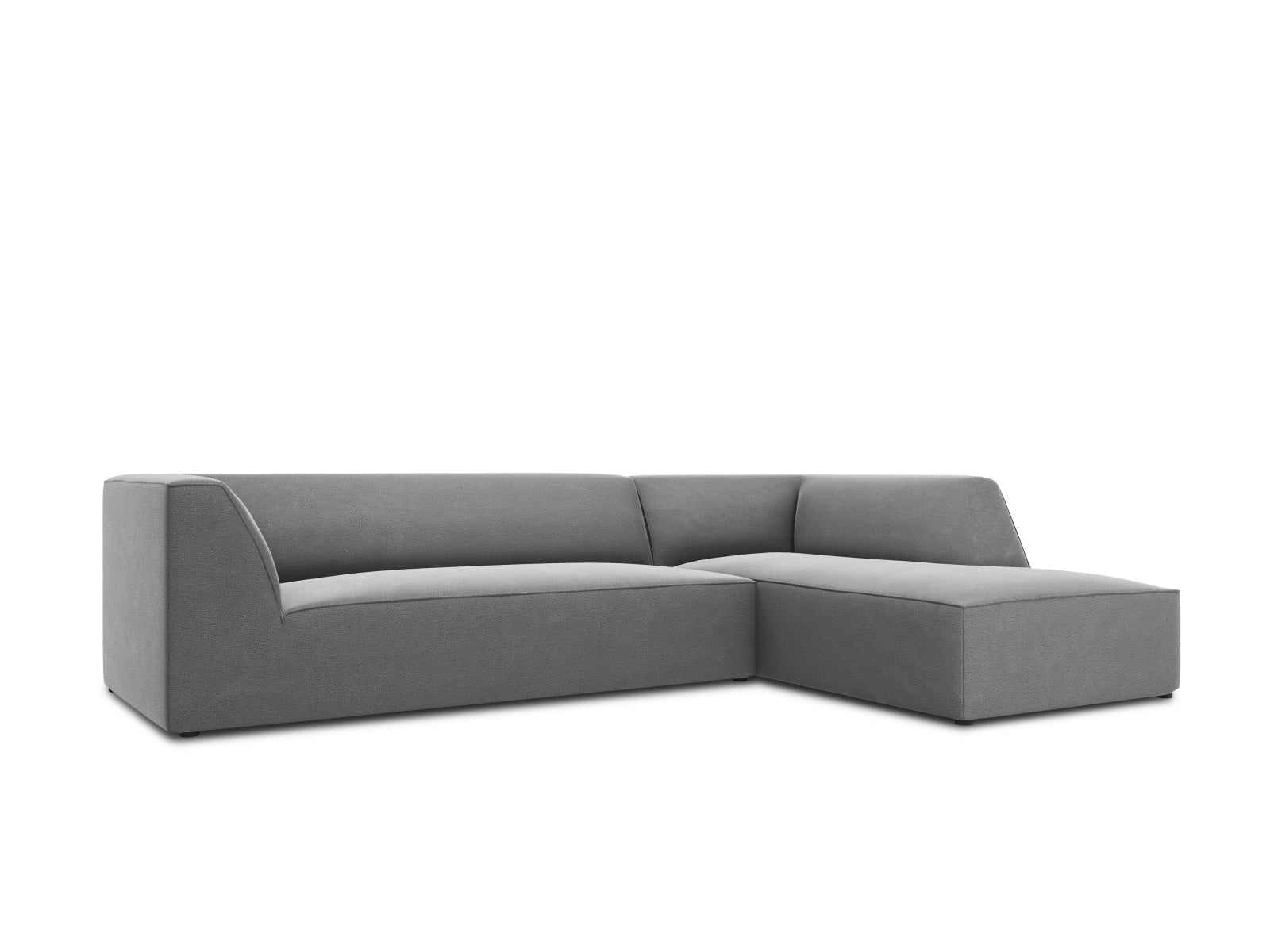 Modulares Ecksofa in edlem Ruby Velour, rechtsseitig, für 4 Personen, vereint stilvolles Design mit hervorragendem Komfort.