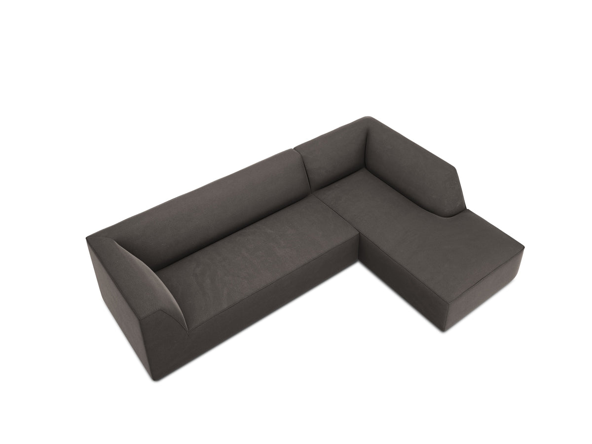 Ruby Velour modulares Ecksofa rechts 4 Sitzer in Dark Grey-Salvador präsentiert im Onlineshop von KAQTU Design AG. L-Sofa rechts ist von Micadoni
