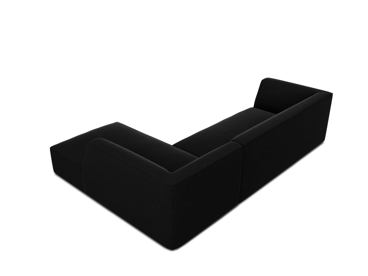 Ruby Velour modulares Ecksofa rechts 4 Sitzer in Black-Salvador präsentiert im Onlineshop von KAQTU Design AG. L-Sofa rechts ist von Micadoni