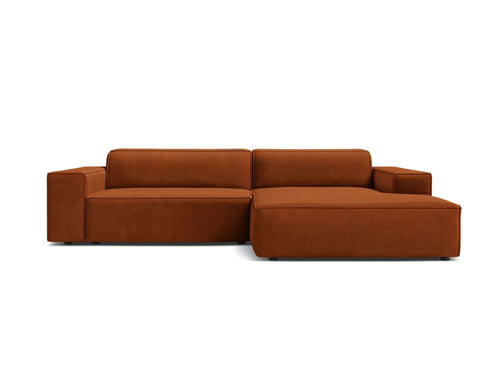 Jodie Velour modulares Ecksofa rechts 3 Sitzer in Terracotta-Bluvel präsentiert im Onlineshop von KAQTU Design AG. Ecksofa rechts ist von Micadoni