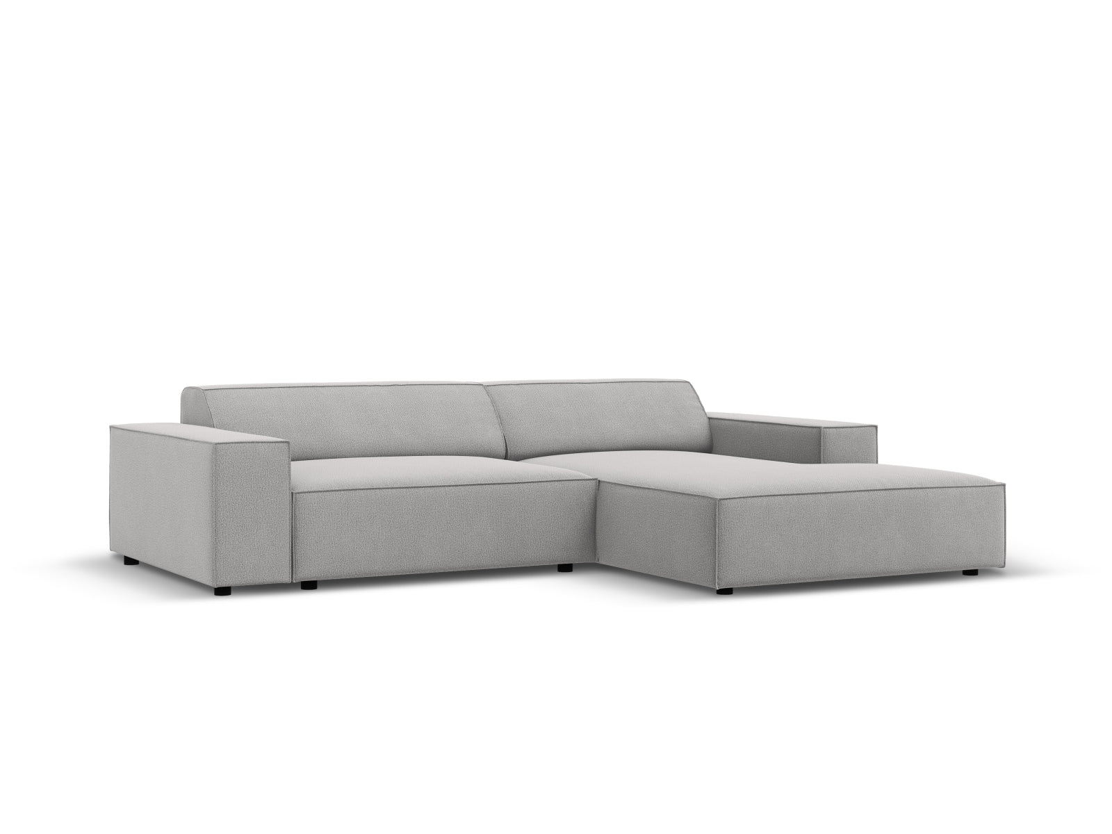 Elegantes, modulares Ecksofa in hellem Grau, ideal für stilvolle Wohnräume. Komfortabler 3-Sitzer von Micadoni, perfekt für entspannte Abende.