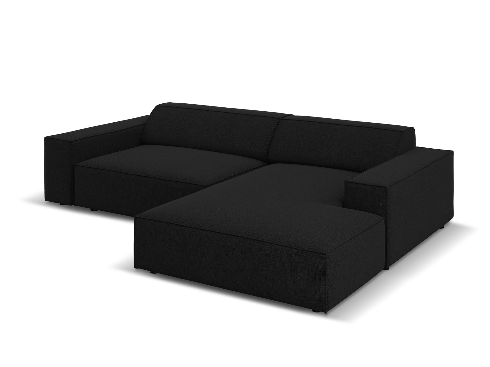 Modulares Ecksofa Jodie in elegantem Schwarz, 3-Sitzer für rechts, vereint modernes Design und hohen Komfort für Ihr Zuhause.