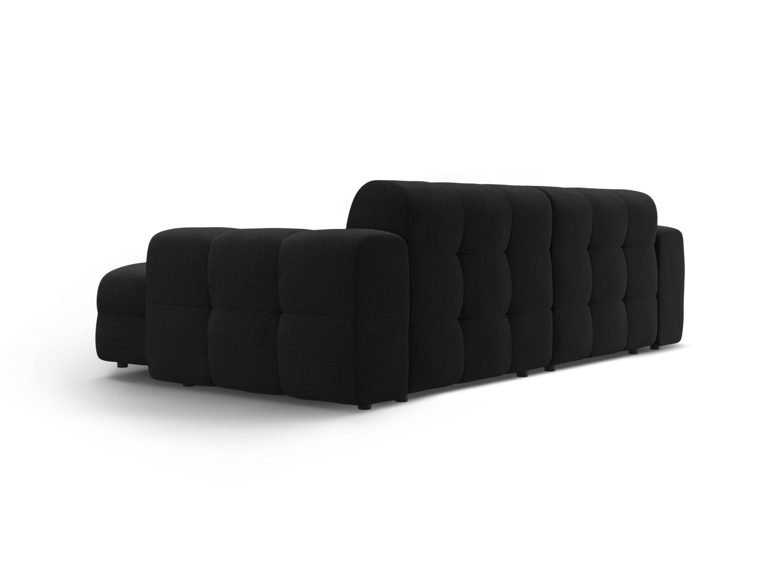 Elegantes Kendal Ecksofa in Schwarz, 4-Sitzer, ideal für gemütliche Wohnräume, vereint Komfort und modernes Design von Micadoni.