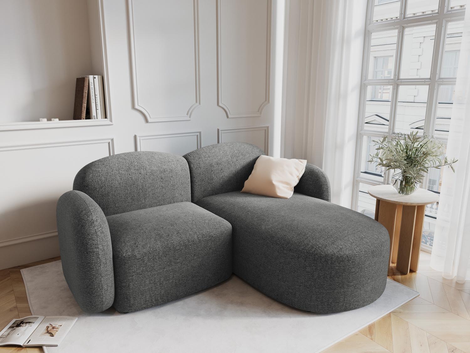 Blair Ecksofa rechts 3 Sitzer in Dark Grey Melange präsentiert im Onlineshop von KAQTU Design AG. Ecksofa rechts ist von Micadoni