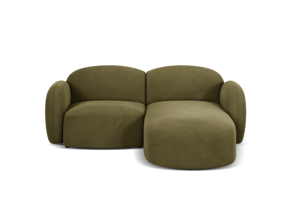 Blair Velour Ecksofa rechts 3 Sitzer in Light Green-Casino präsentiert im Onlineshop von KAQTU Design AG. L-Sofa rechts ist von Micadoni