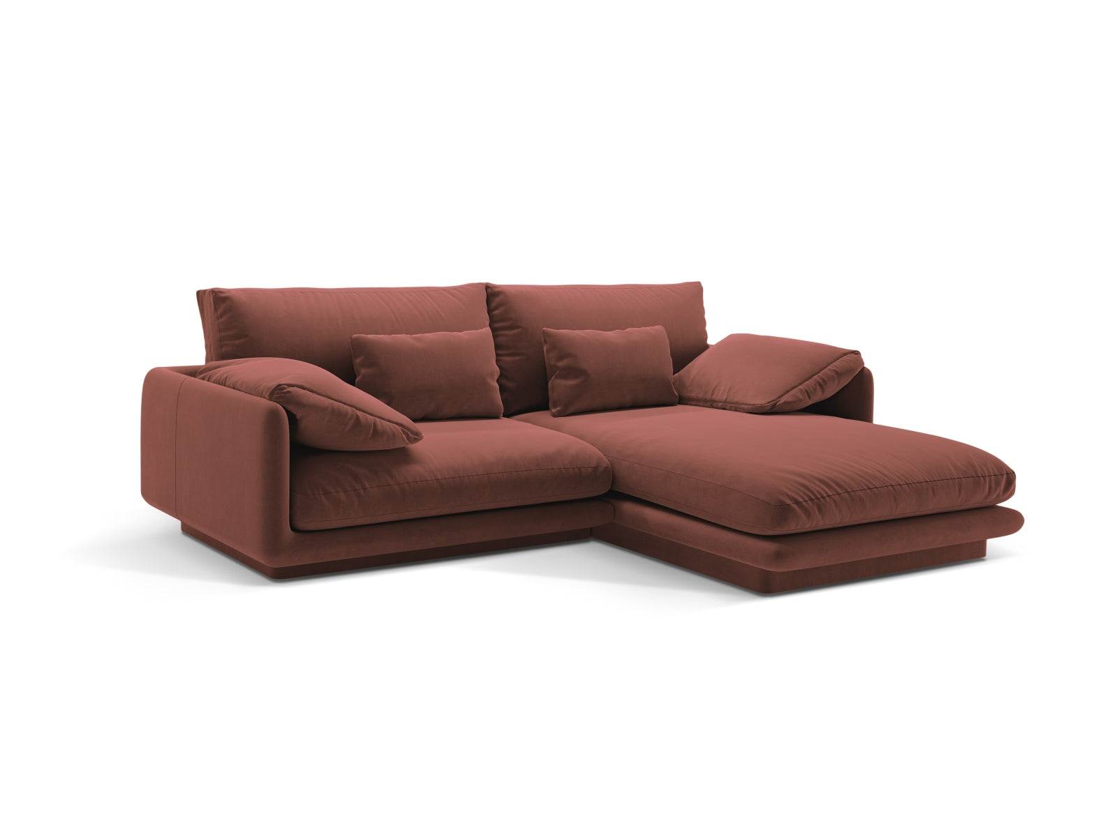 Elegantes Torino Velour Ecksofa rechts, 3-Sitzer in Cuoio-Casino, ideal für stilvolle Wohnräume, erhältlich bei KAQTU Design AG.