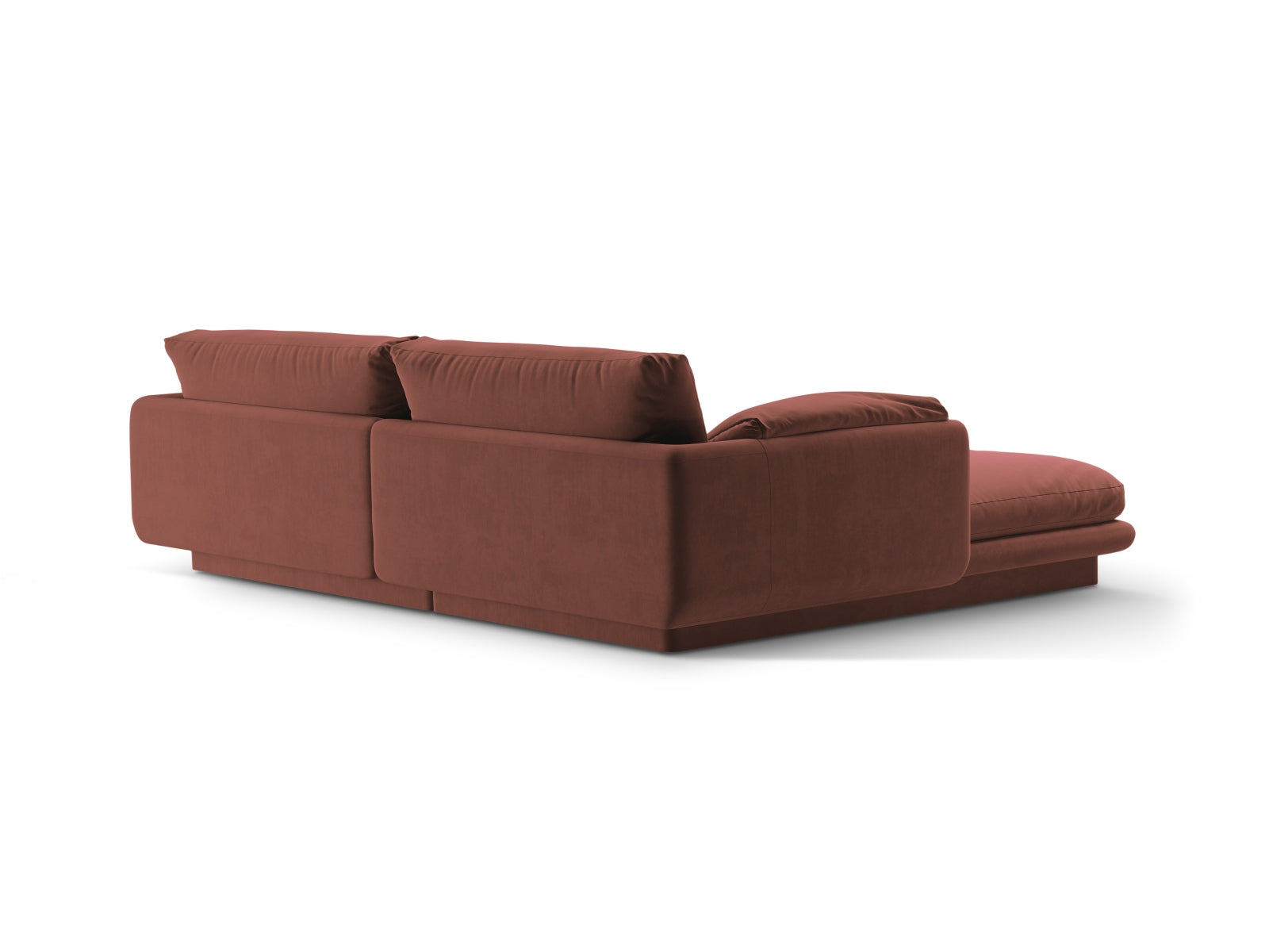Modernes Torino Velour Ecksofa rechts, 3-Sitzer in hochwertigem Cuoio-Casino, perfekt für gemütliche und stilvolle Wohnambiente.