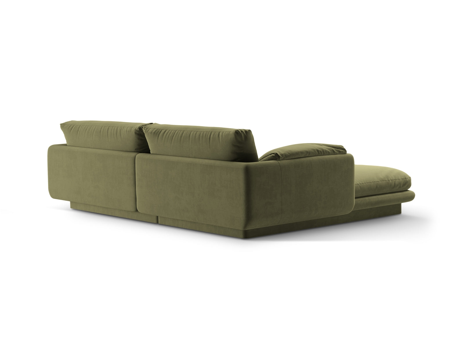 Modernes Torino Velour Ecksofa in zartem Grün, 3-Sitzer, perfekt für gemütliche Ecken und stilvolle Einrichtung, erhältlich bei Micadoni.