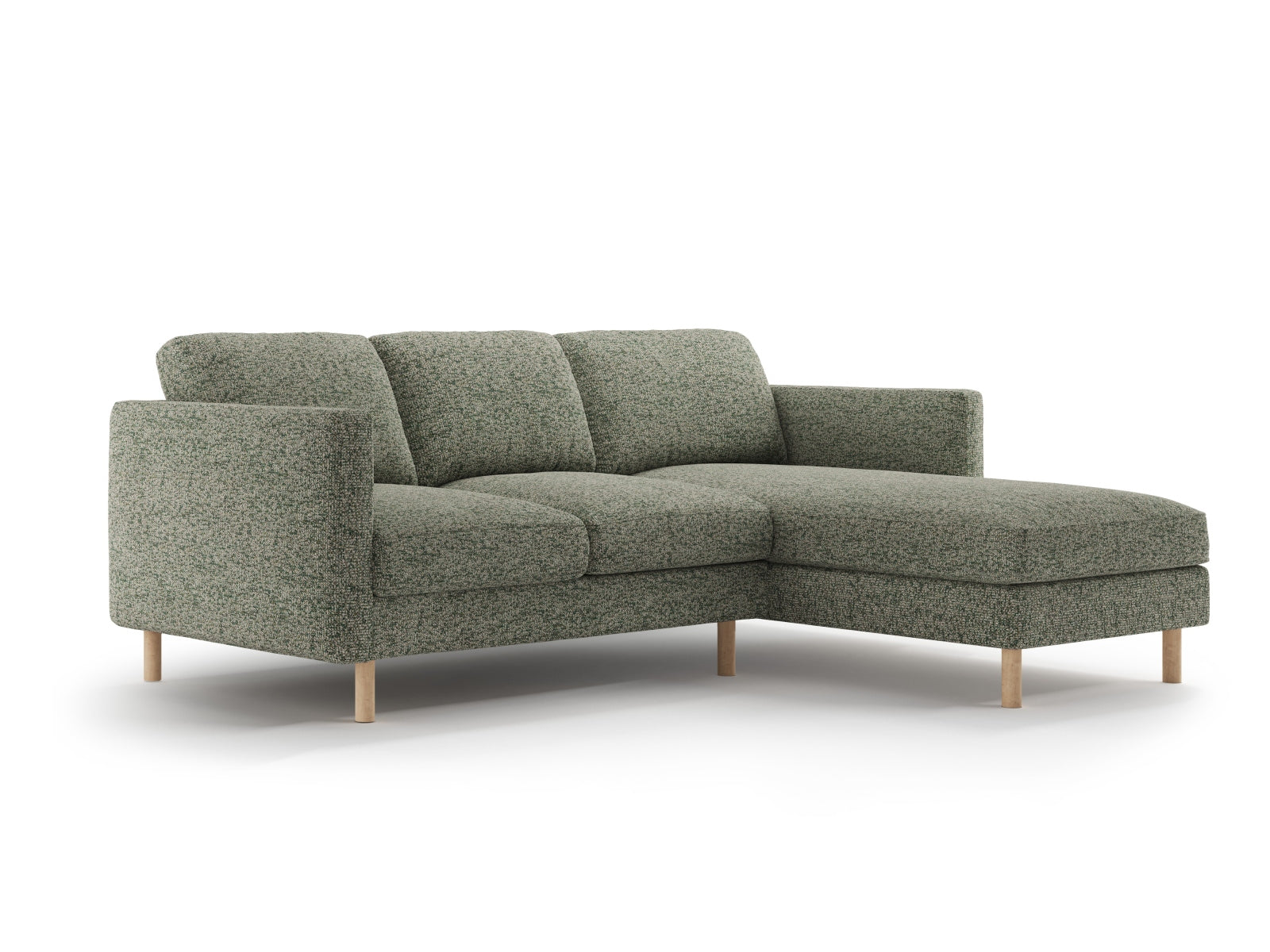Modernes Eden Ecksofa in Moss Green Melange, perfekt für gemütliche Abende und stilvolle Einrichtungsideen in Ihrem Zuhause.
