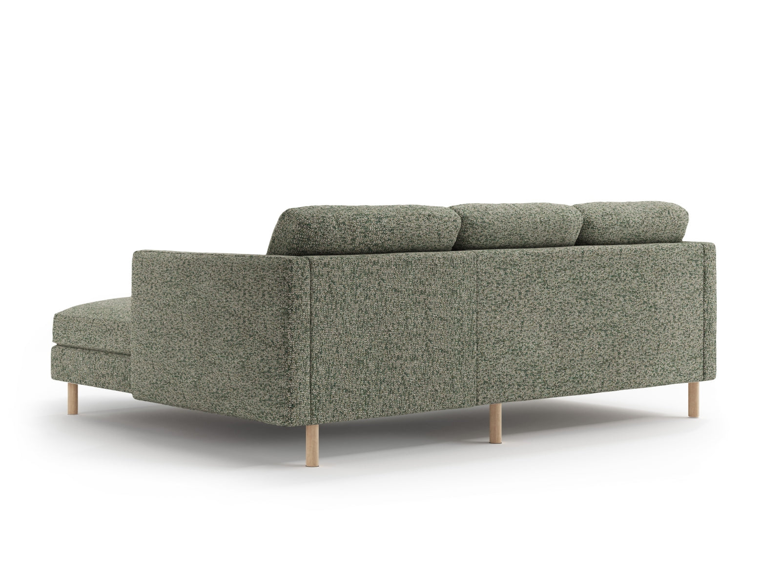 Elegantes Eden Ecksofa in einem ansprechenden Moss Green Melange, ideal für entspannte Stunden und geschmackvolle Wohnräume.
