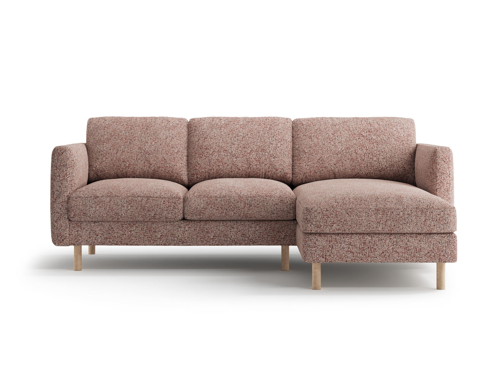 Modernes Eden Ecksofa in Pink Melange-Puente, 3-Sitzer, rechtsseitig, ideal für gemütliche Stunden und stilvolle Einrichtung.