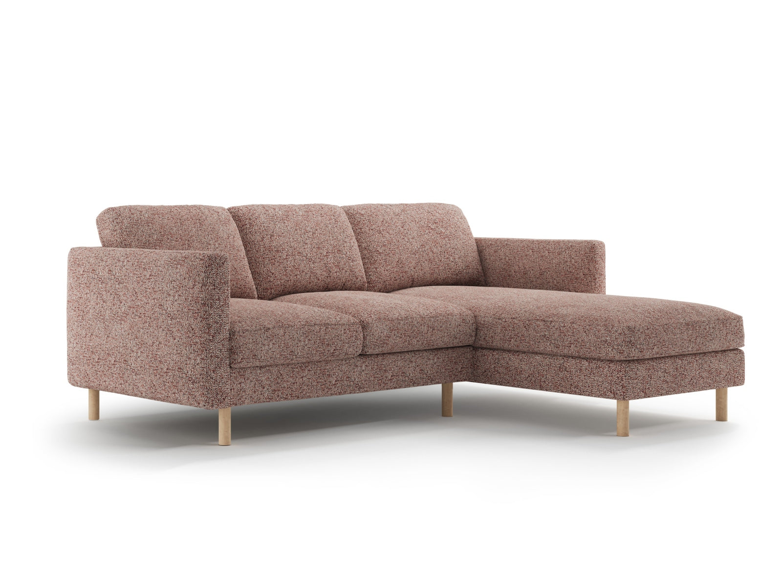 Elegantes Eden Ecksofa in Pink Melange-Puente, 3-Sitzer, rechtsseitig, perfekt für entspannte Abende und modernes Wohndesign.