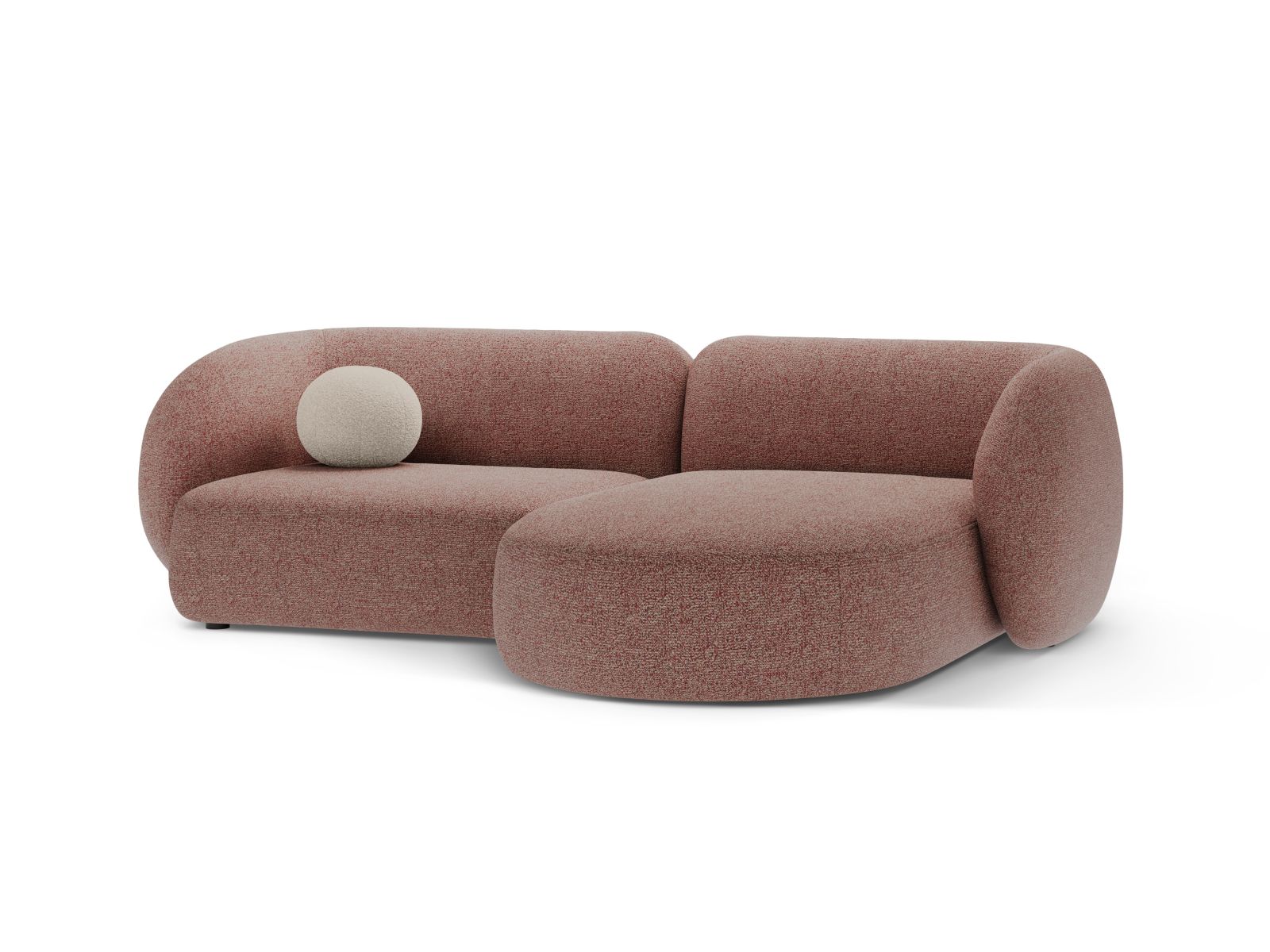Stylisches 2-Sitzer Ecksofa rechts Kate in elegantem Pink Melange, ideal für moderne Wohnräume, erhältlich bei KAQTU Design AG.