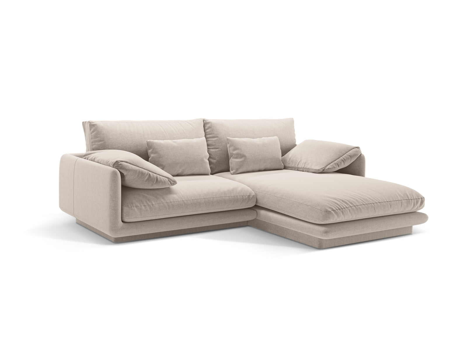 Elegantes Torino Ecksofa rechts im modernen Design, 3-Sitzer in sanftem Light Beige, ideal für stilvolle Wohnräume.