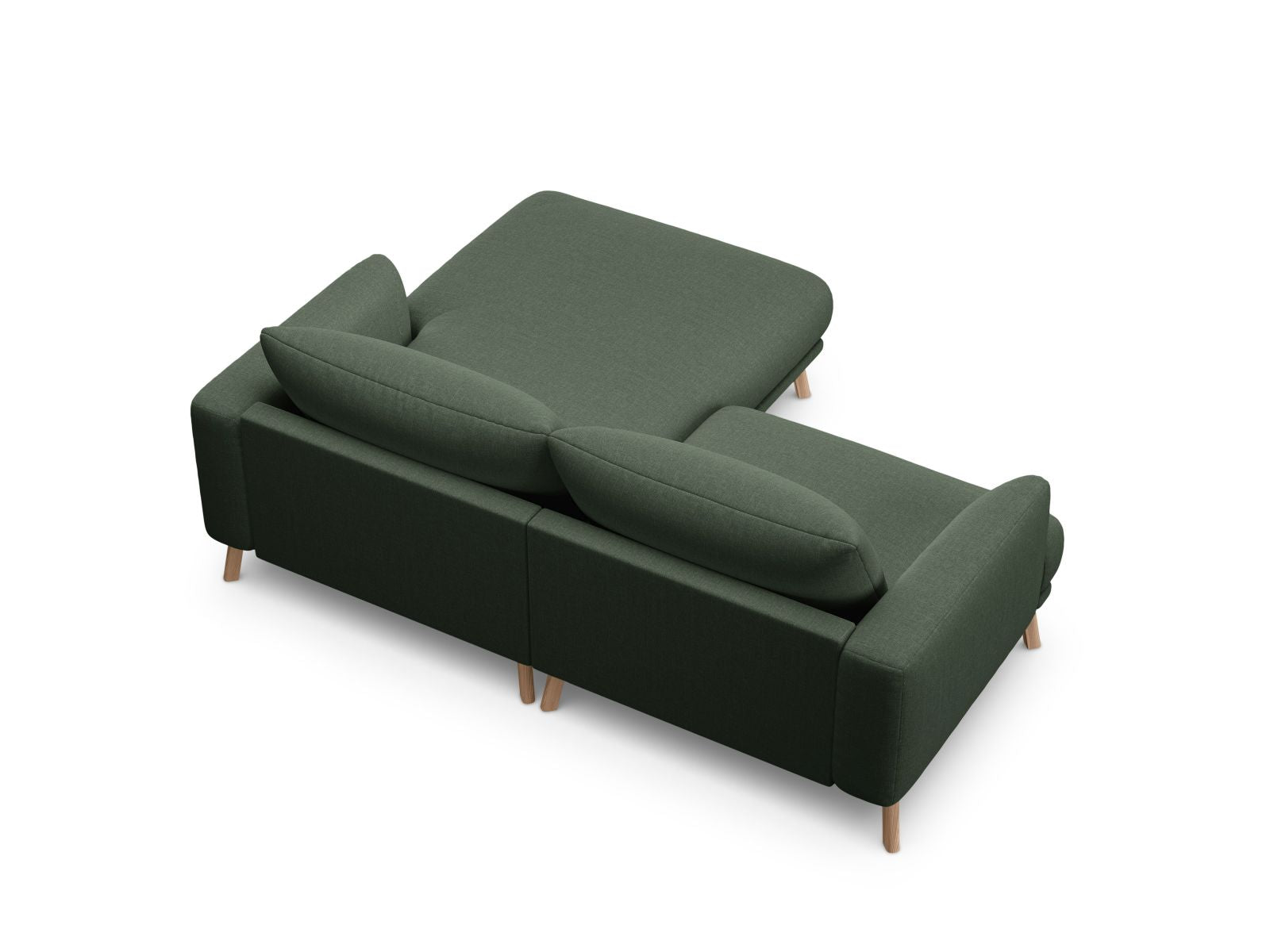 Elegantes 3-Sitzer Ecksofa rechts Naomi in trendigem Moss Green-Liberty, ideal für stilvolle und einladende Wohnräume.