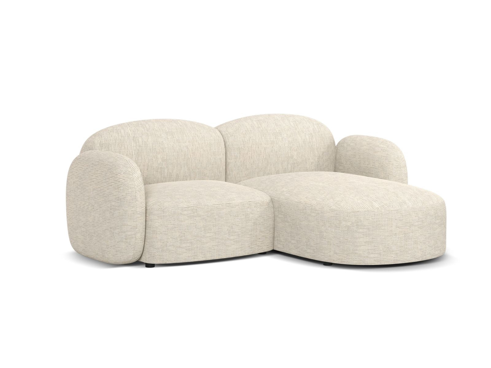 Elegantes 3-Sitzer Ecksofa rechts Blair in sanftem Beige, ideal für stilvolle Wohnräume. Hochwertige Verarbeitung von Micadoni.
