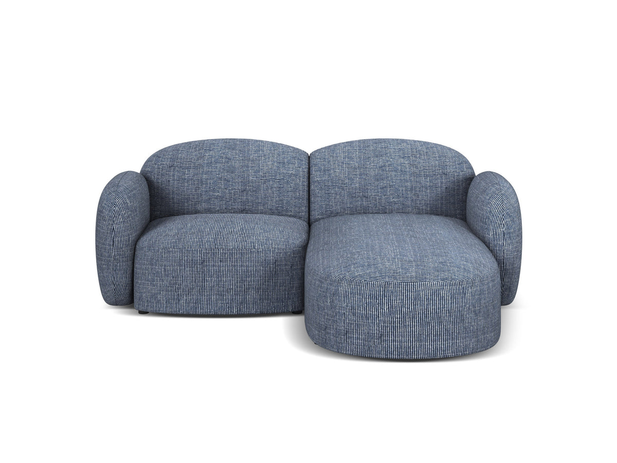 Blair Ecksofa rechts 3-Sitzer von Micadoni, L-Sofa mit Eden-Chenillestoff in Dark Beige, Massivholzrahmen und schwarzen Kunststoffbeinen.
