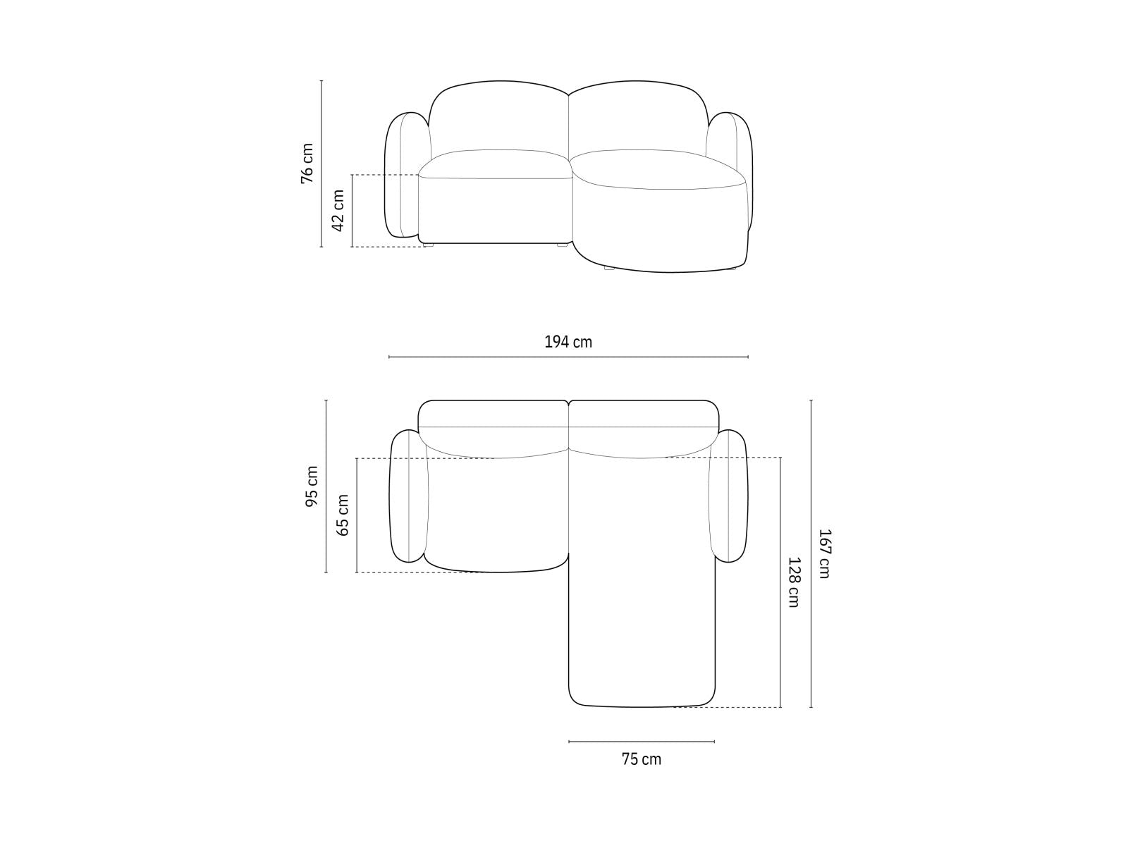 Modernes 3-Sitzer Ecksofa rechts Blair in ansprechendem Grauton, perfekt für stilvolle Wohnzimmer, von Micadoni. Bequem und elegant.
