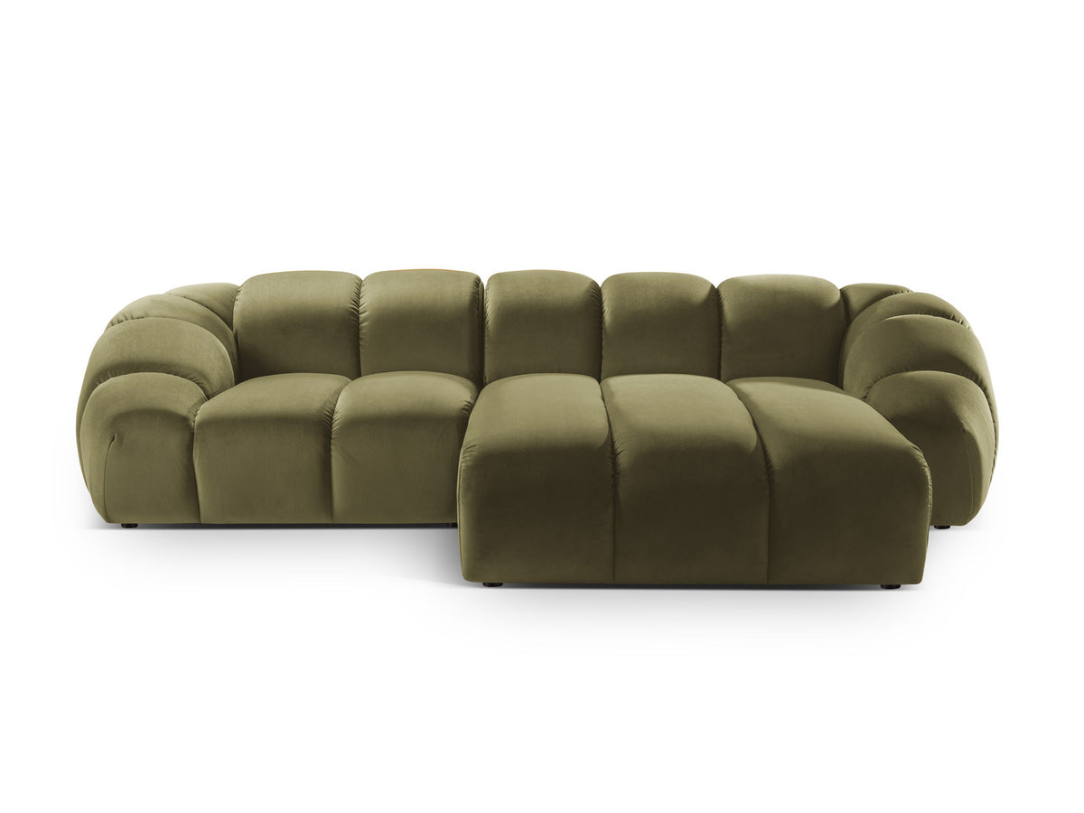 Diana Velour Ecksofa rechts 3 Sitzer in Green-Salvador präsentiert im Onlineshop von KAQTU Design AG. L-Sofa rechts ist von Micadoni