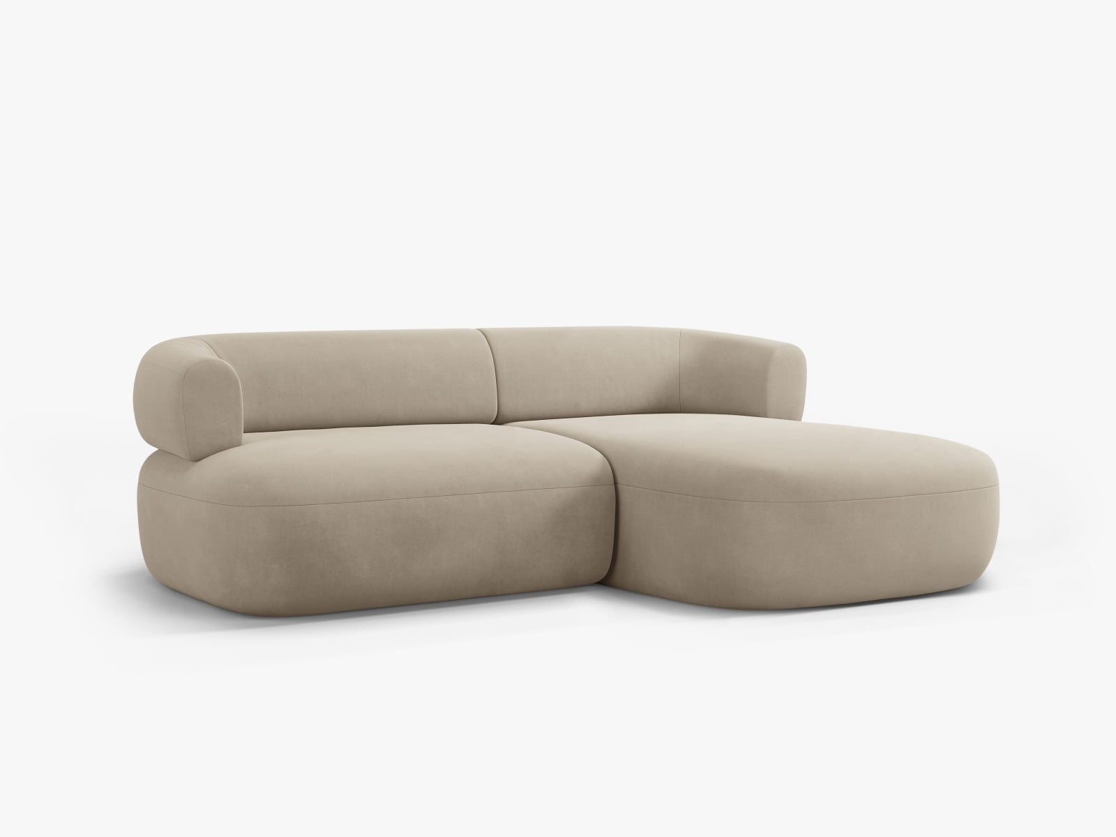 Jenny Velour Ecksofa rechts 5 Sitzer in Beige präsentiert im Onlineshop von KAQTU Design AG. Ecksofa rechts ist von Micadoni