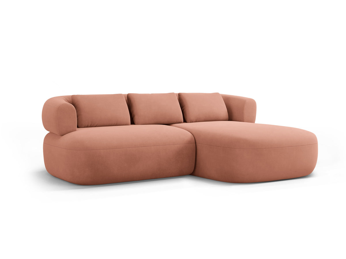 Jenny Velour Ecksofa rechts 5 Sitzer in Pink-Salvador präsentiert im Onlineshop von KAQTU Design AG. L-Sofa rechts ist von Micadoni
