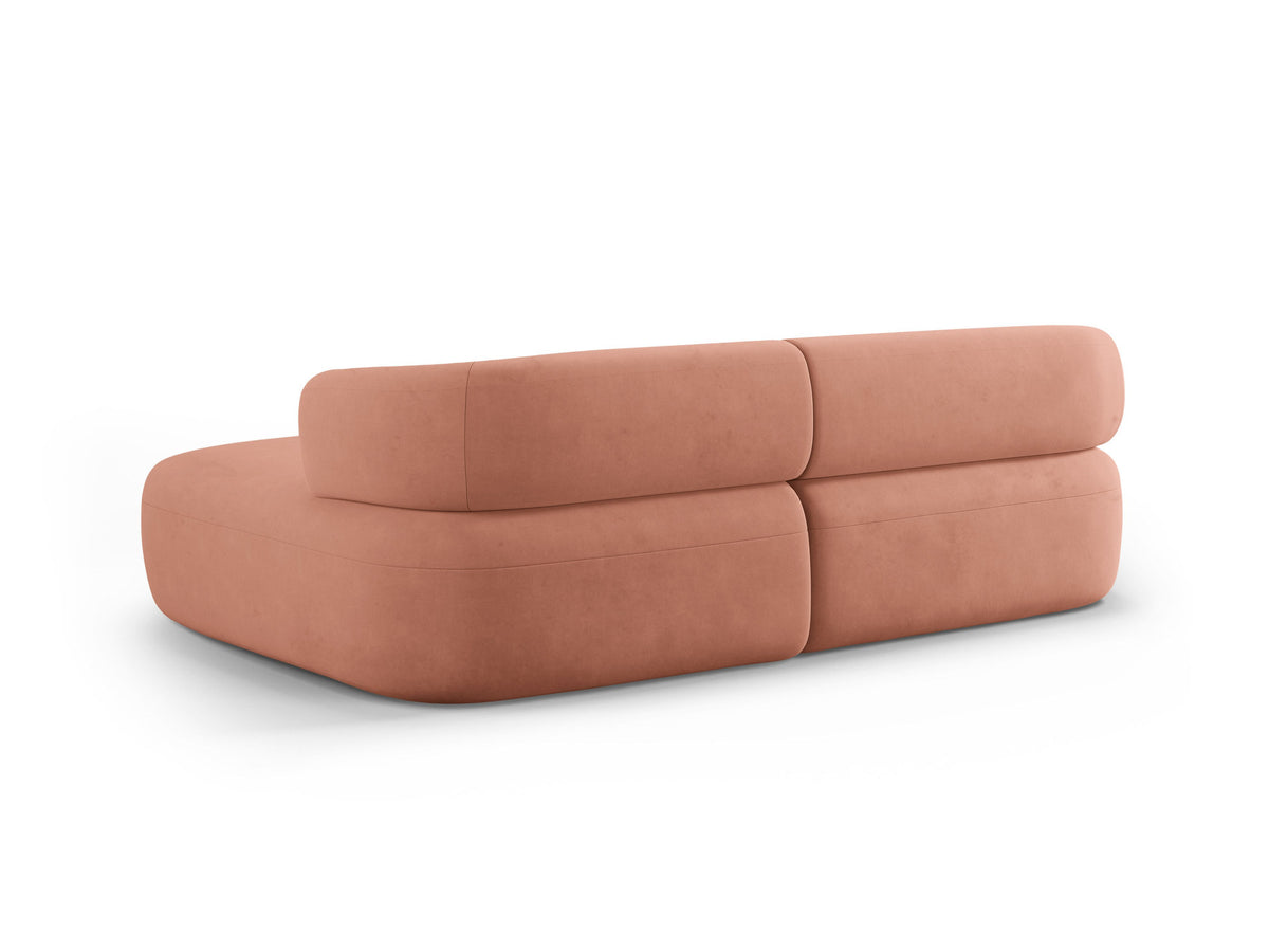 Jenny Velour Ecksofa rechts 5 Sitzer in Pink-Salvador präsentiert im Onlineshop von KAQTU Design AG. L-Sofa rechts ist von Micadoni