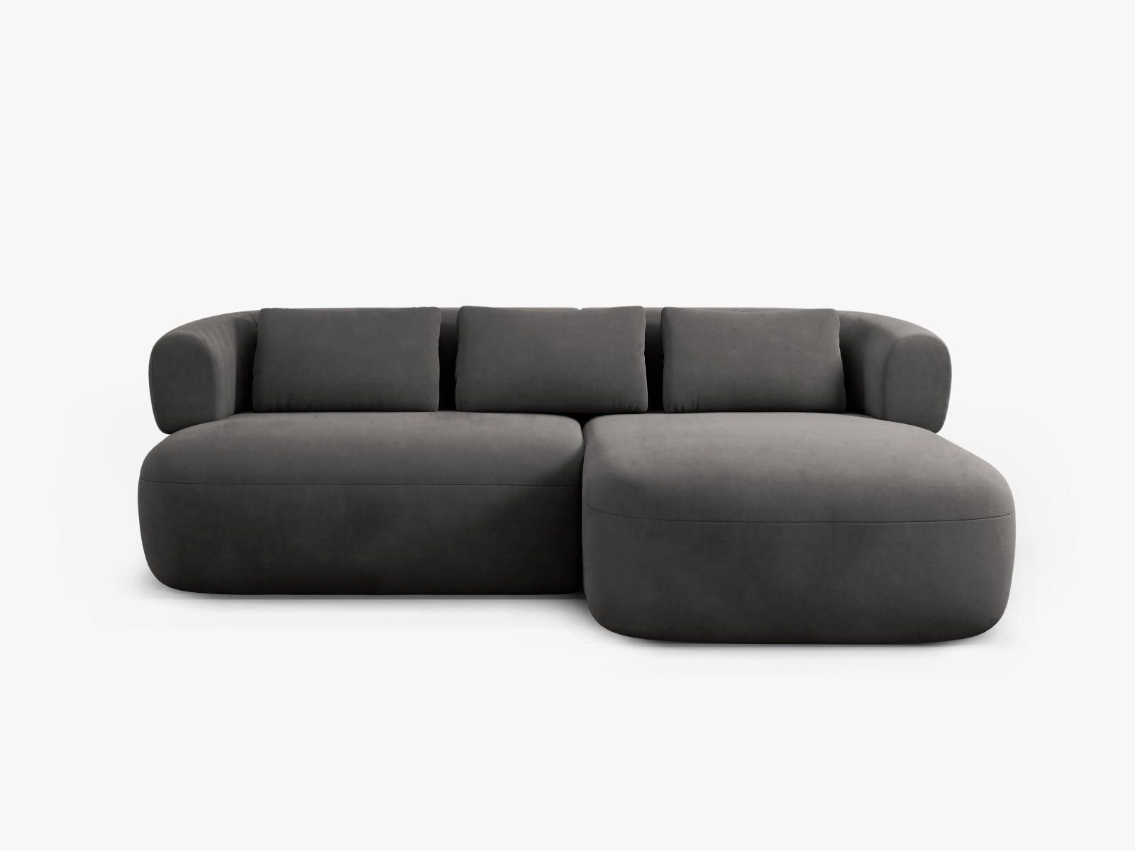 Jenny Velour Ecksofa rechts 5 Sitzer in Dark Grey präsentiert im Onlineshop von KAQTU Design AG. Ecksofa rechts ist von Micadoni