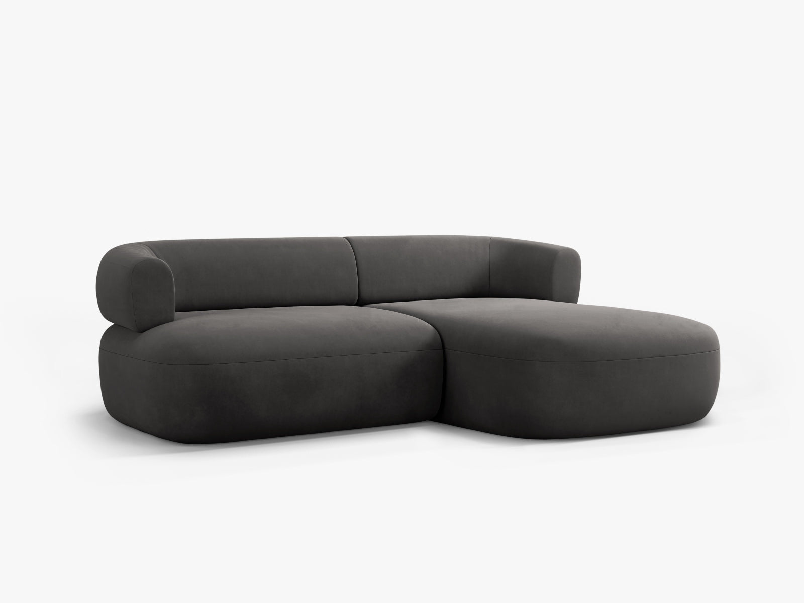 Jenny Velour Ecksofa rechts 5 Sitzer in Dark Grey präsentiert im Onlineshop von KAQTU Design AG. Ecksofa rechts ist von Micadoni