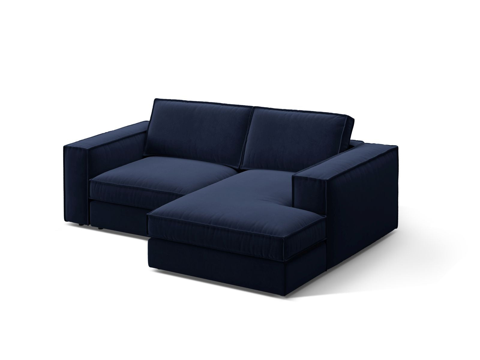 Stylisches 2-Sitzer Ecksofa Pola in Royal Blue, ideal für moderne Wohnräume, bietet Komfort und Eleganz für Ihr Zuhause.