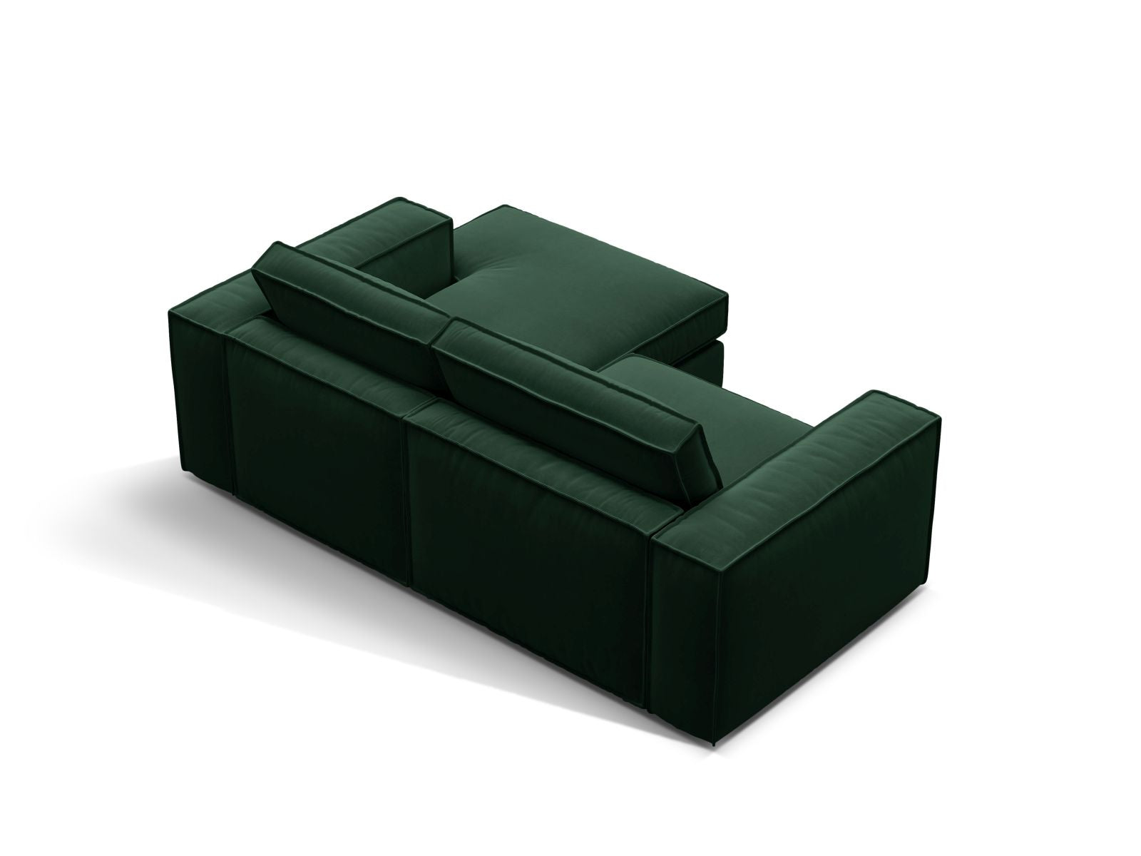 Stylisches 2-Sitzer Ecksofa Pola in edlem Flaschengrün, perfekt für gemütliche Ecken und modernes Wohndesign von Micadoni.