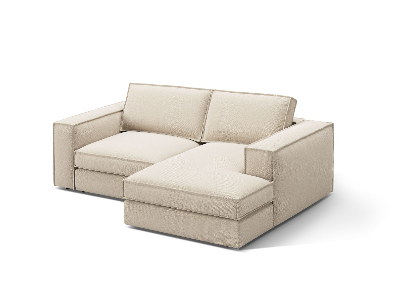 Beige 2-Sitzer Ecksofa Pola von Micadoni, stilvolles Design für moderne Wohnräume, bequem und elegant, ideal für kleine und große Räume.