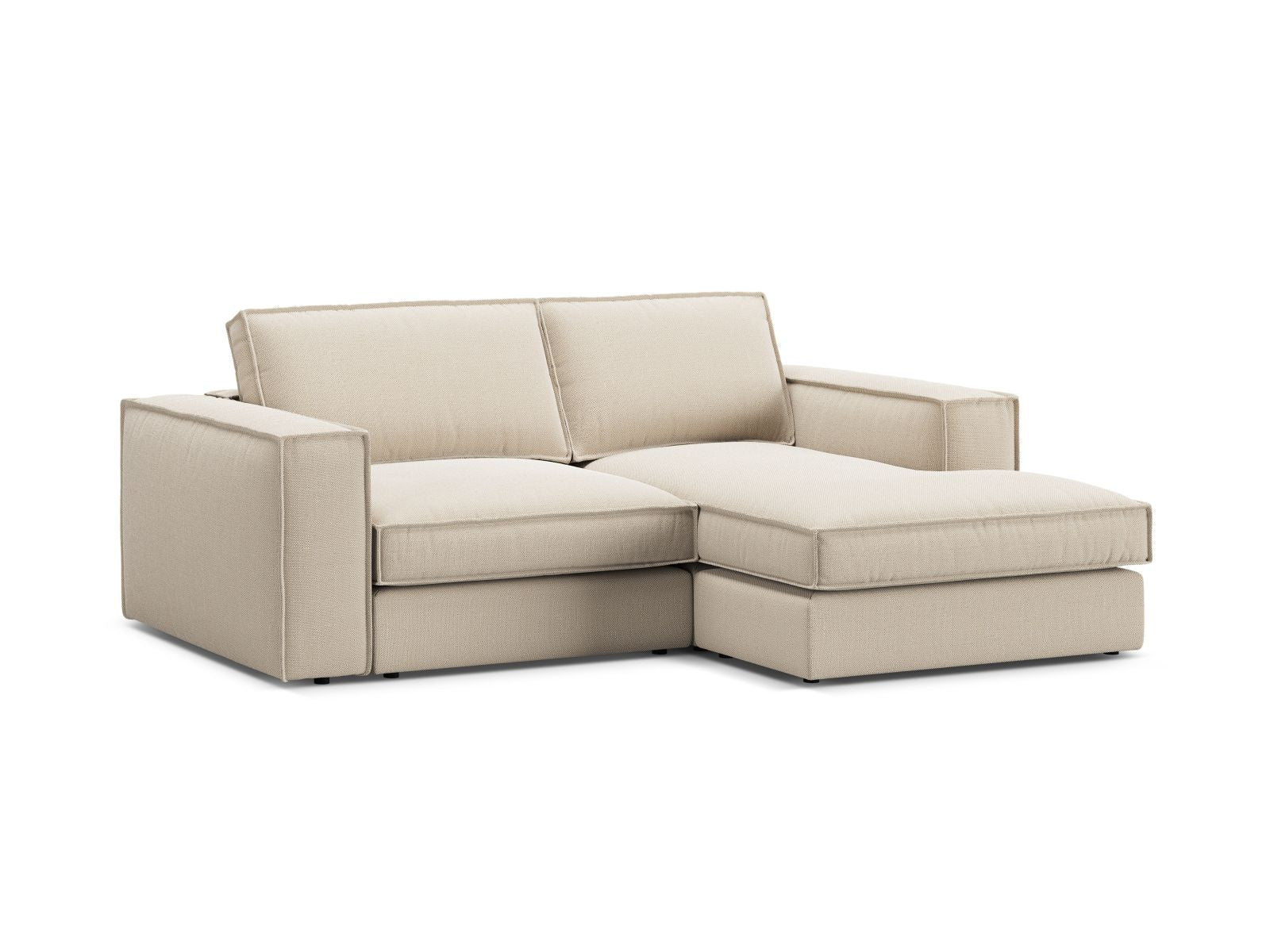Beige 2-Sitzer Ecksofa Pola von Micadoni, stilvolles Design mit komfortabler Polsterung, ideal für entspannte Stunden in jedem Wohnzimmer.