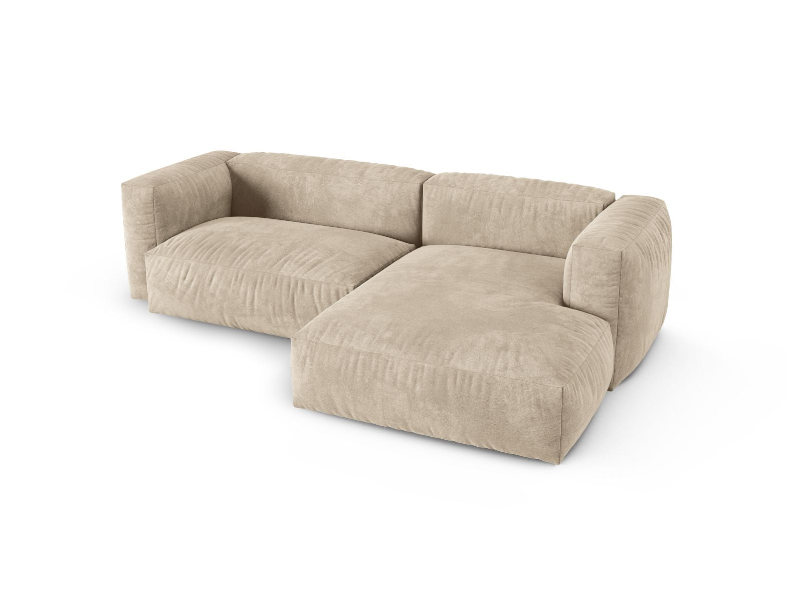 Bequemes XL 2-Sitzer Ecksofa rechts Martina in elegantem Beige, ideal für entspannte Stunden und stilvolle Einrichtung von Micadoni.