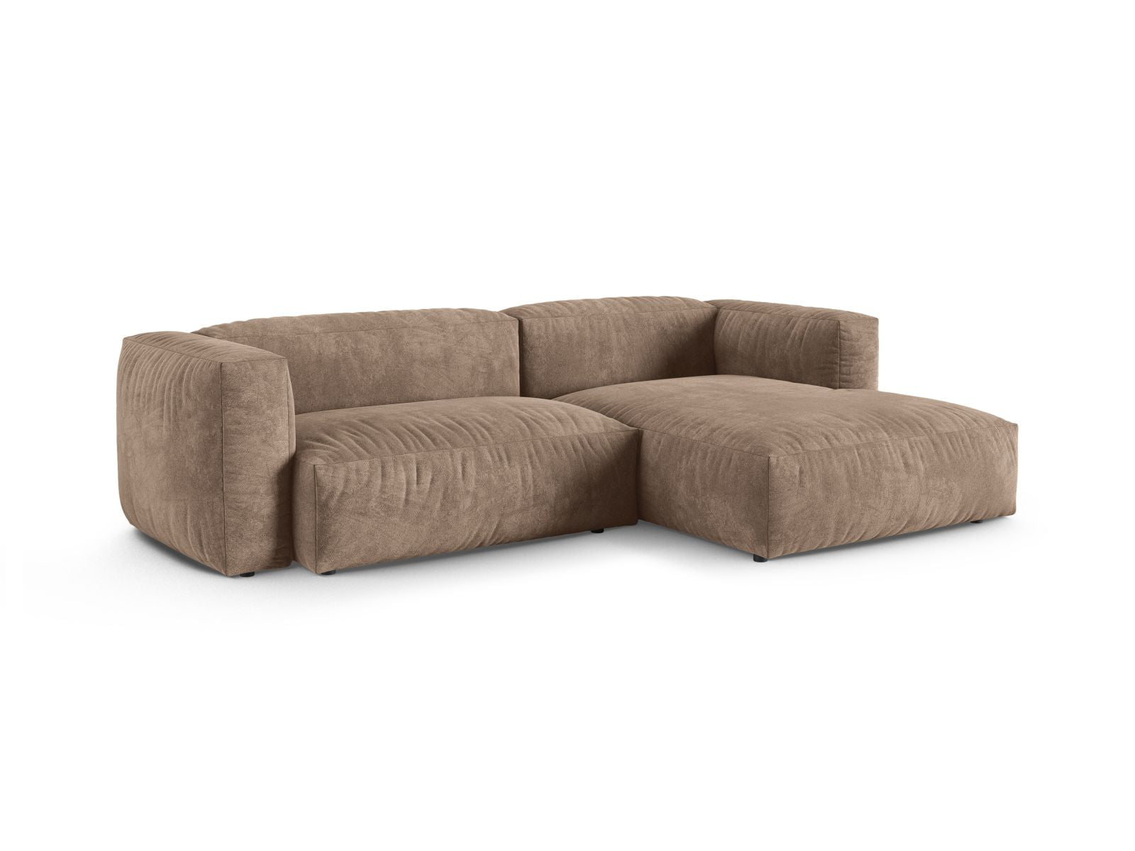 Gemütliches 2-Sitzer XL Ecksofa rechts Martina in elegantem Dark Beige-Vogue, ideal für stilvolle Wohnräume.