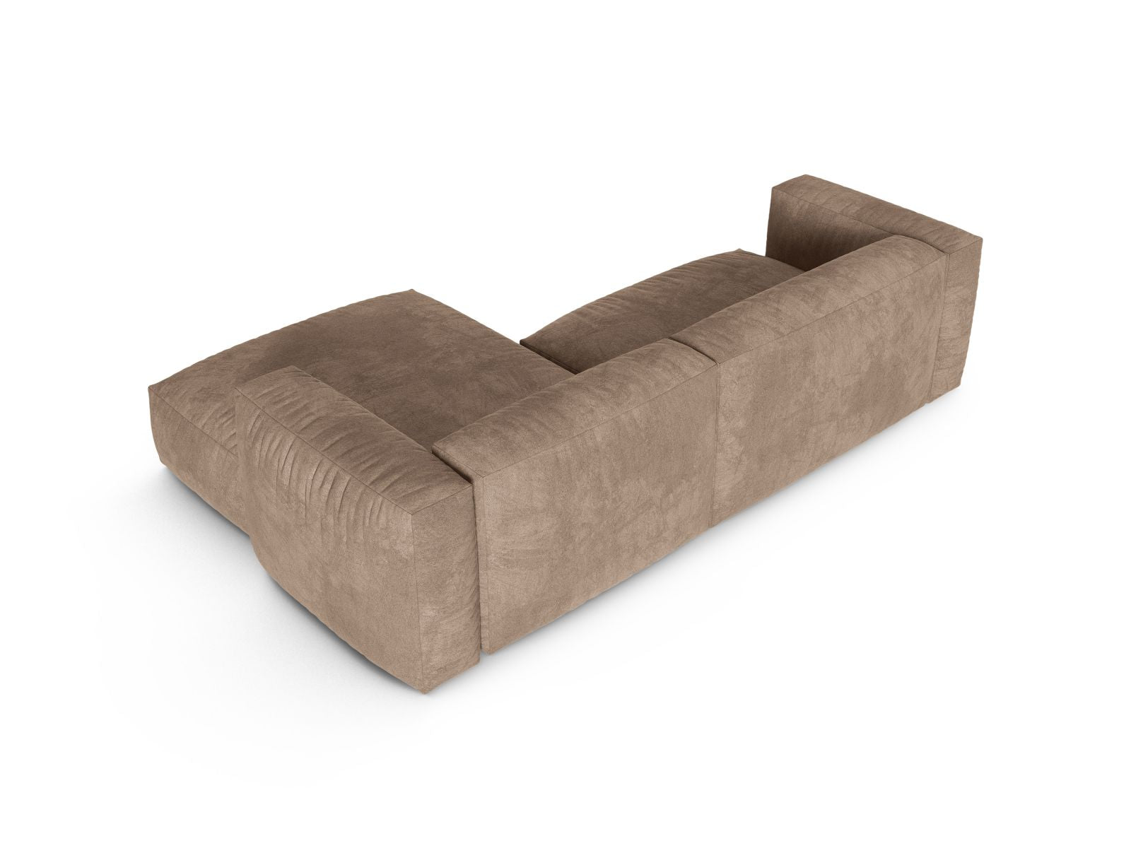 Modernes 2-Sitzer XL Ecksofa rechts Martina in edlem Dunkelbeige, perfekt für stilvolle und komfortable Wohnlandschaften.