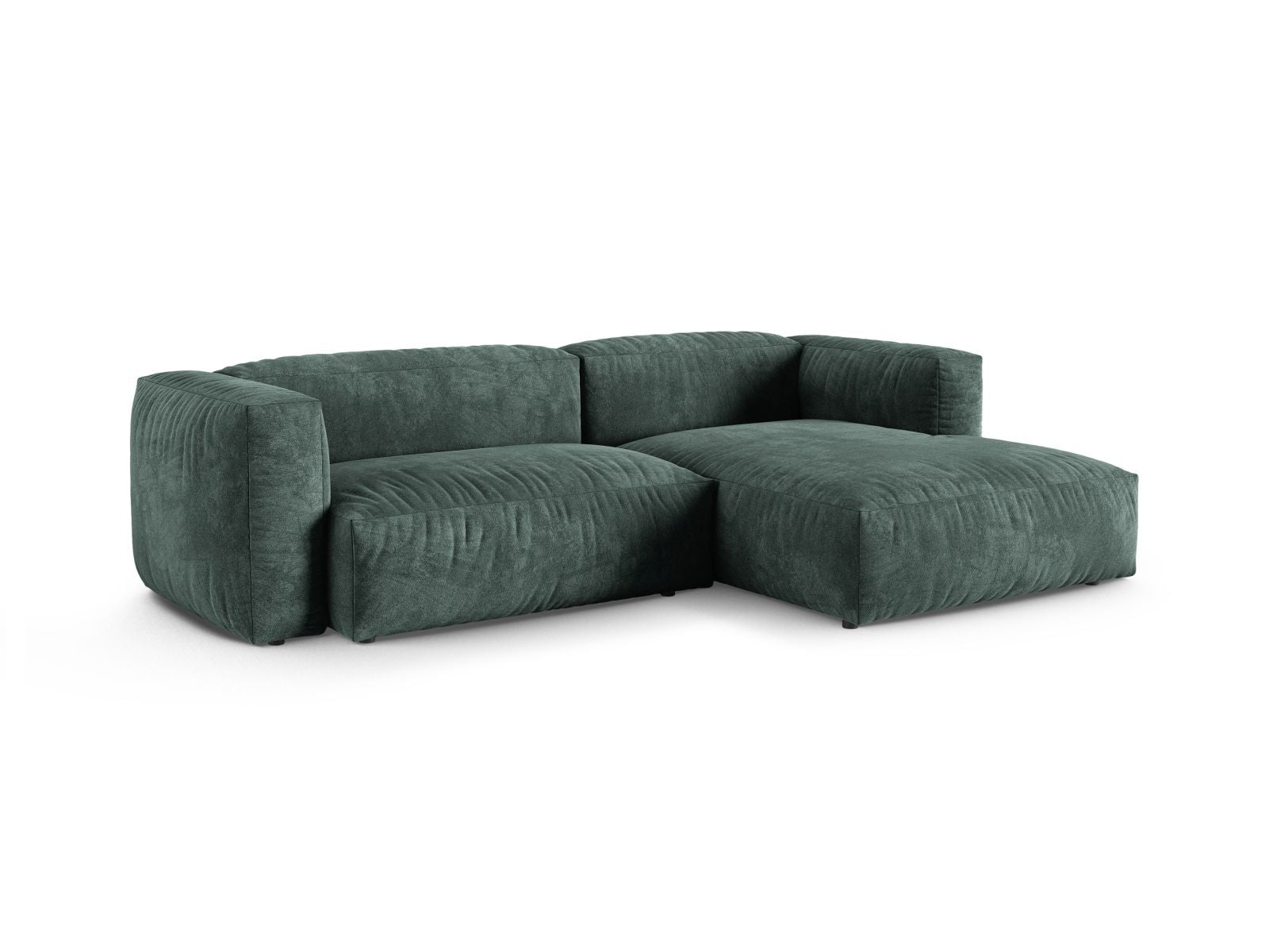 Gemütliches 2-Sitzer XL Ecksofa rechts Martina in stilvollem Petrol-Vogue, ideal für moderne Wohnräume und entspannte Stunden.
