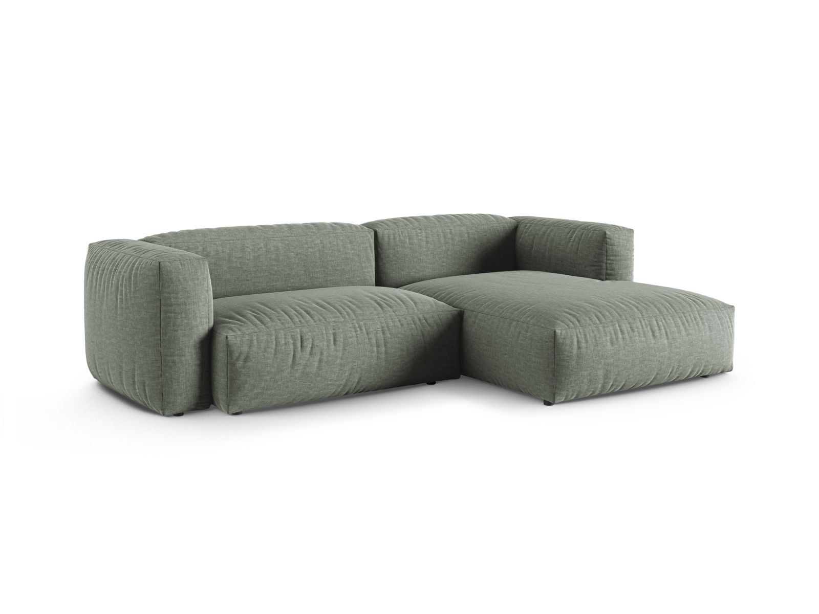 Elegantes 2-Sitzer Ecksofa XL Martina in Moss Green-Boston, ideal für stilvolle Wohnräume, präsentiert von Micadoni.