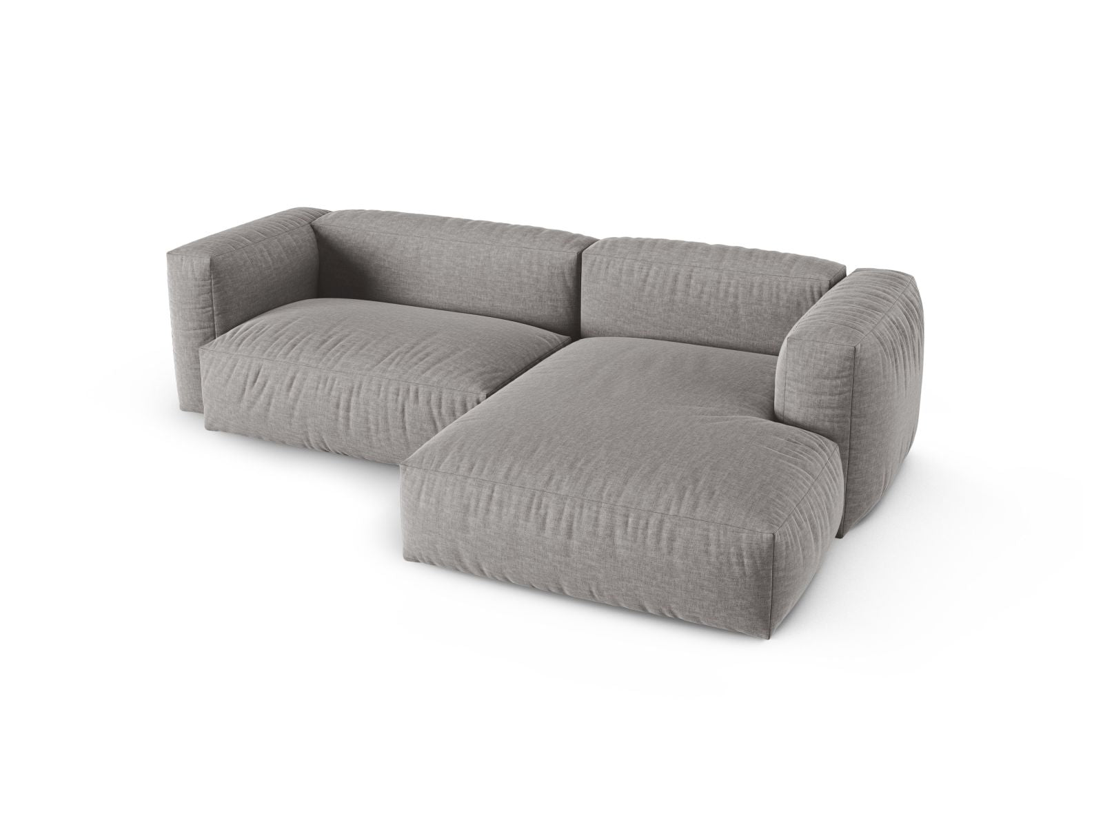 Modernes 2-Sitzer Ecksofa Martina in hellem Grau, ideal für gemütliche Wohnräume, erhältlich bei Micadoni.
