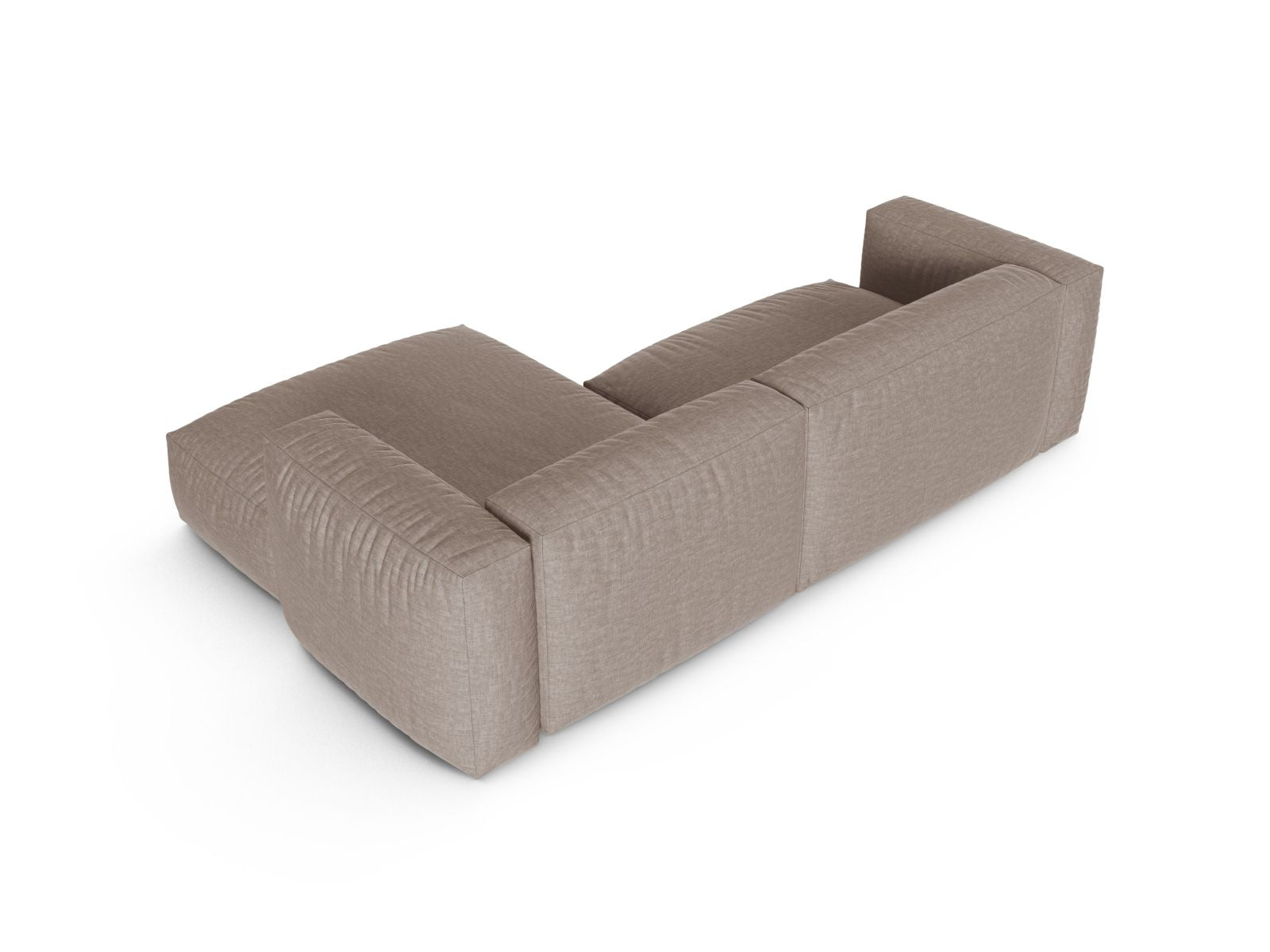 Stilvolles XL 2-Sitzer Ecksofa rechts Martina in edlem Dunkelbeige, perfekt für entspannte Stunden und stilvolle Einrichtung.