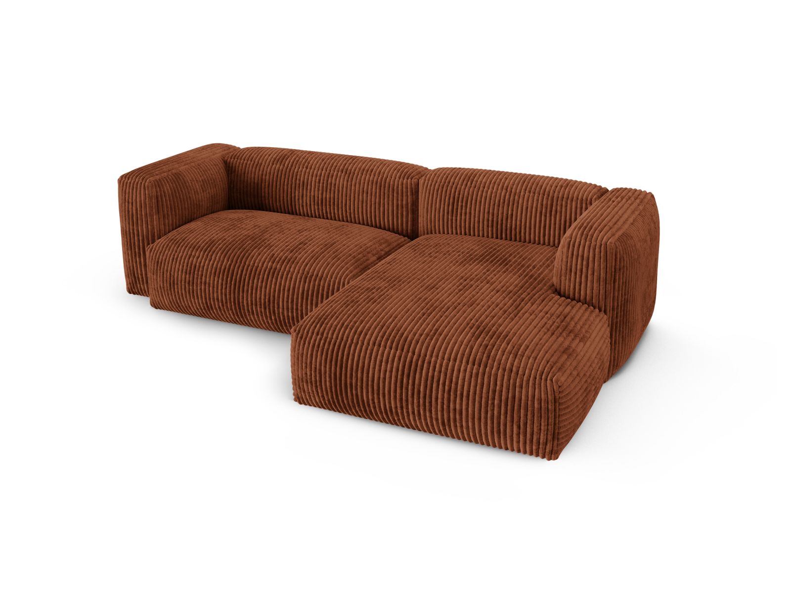 Elegantes XL 2-Sitzer Ecksofa rechts Martina in warmem Brick-Tilia, ideal für moderne Wohnräume und gemütliche Abende.