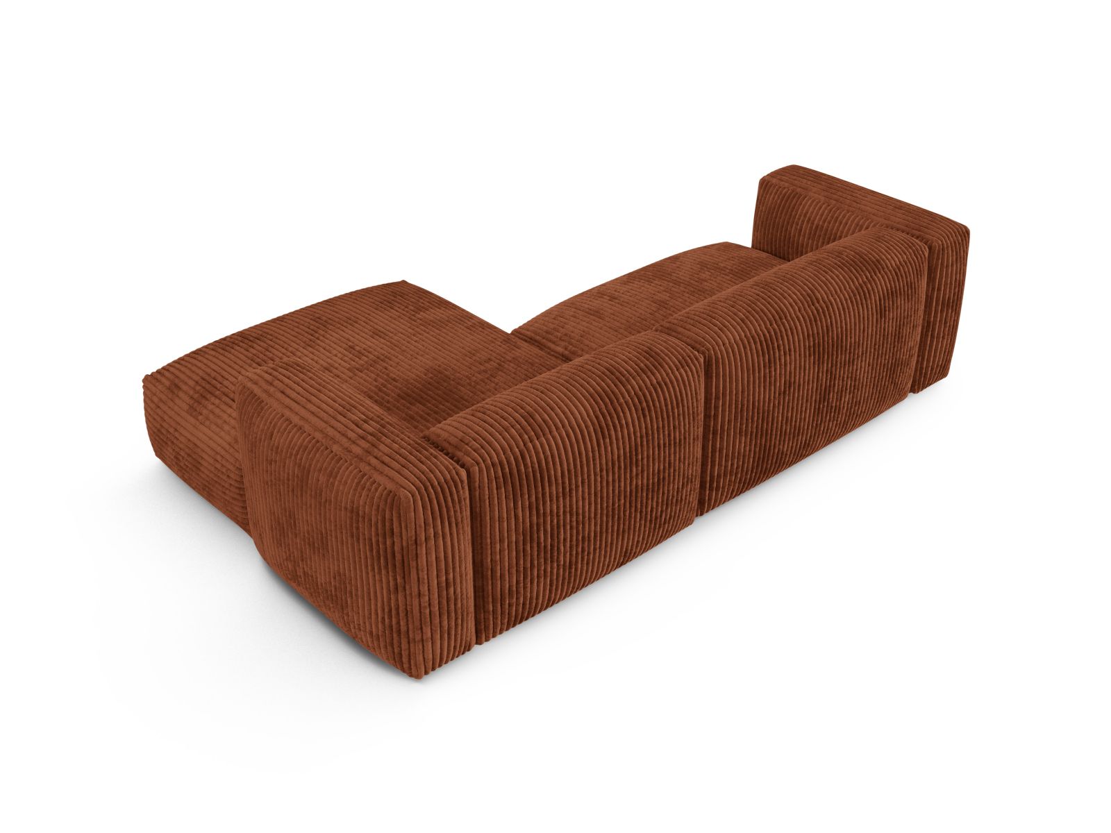 Stylisches 2-Sitzer Ecksofa rechts Martina in warmem Brick-Tilia, perfekt für entspannte Stunden und stilvolle Einrichtung.