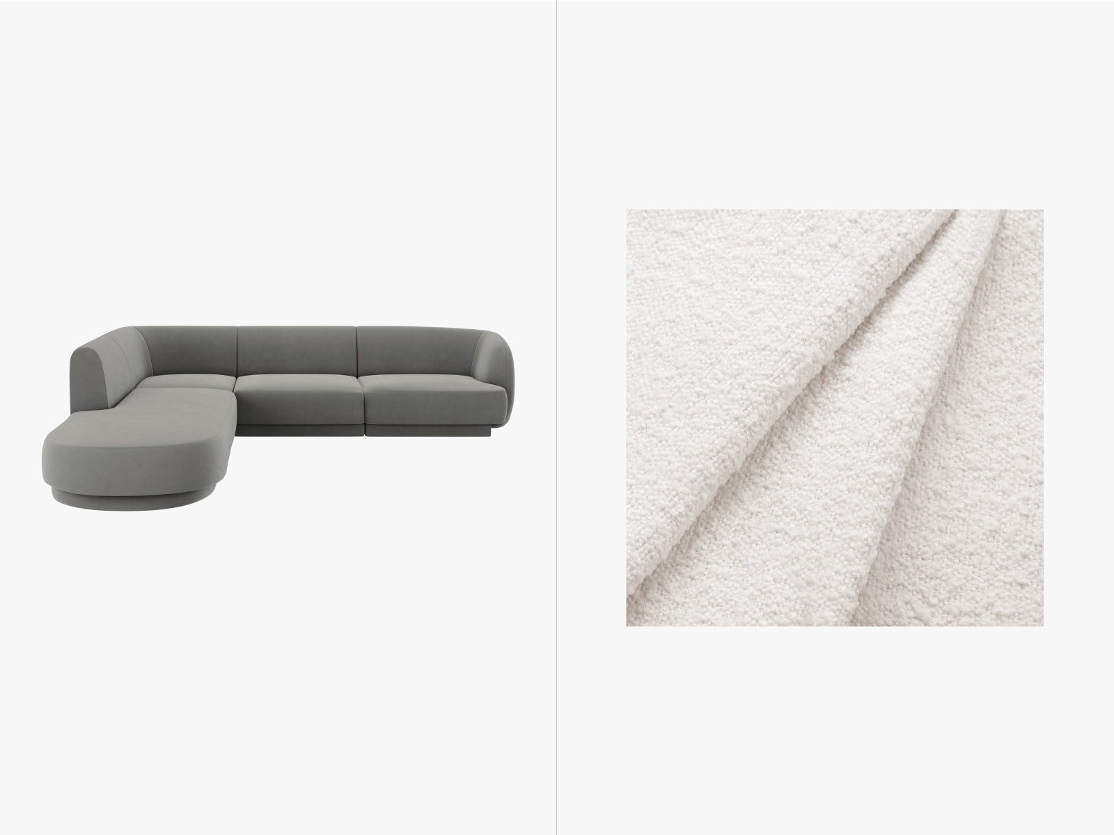 Miley Boucle Ecksofa links 6 Sitzer in White-Baloo präsentiert im Onlineshop von KAQTU Design AG. Ecksofa links ist von Micadoni