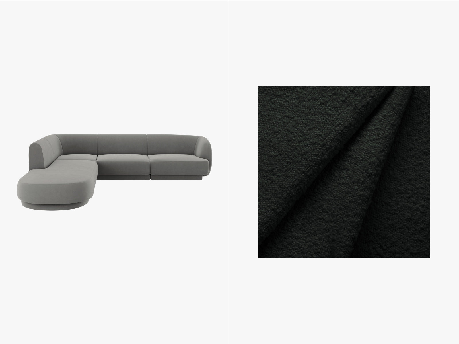 Miley Boucle Ecksofa links 6 Sitzer in Black-Baloo präsentiert im Onlineshop von KAQTU Design AG. Ecksofa links ist von Micadoni