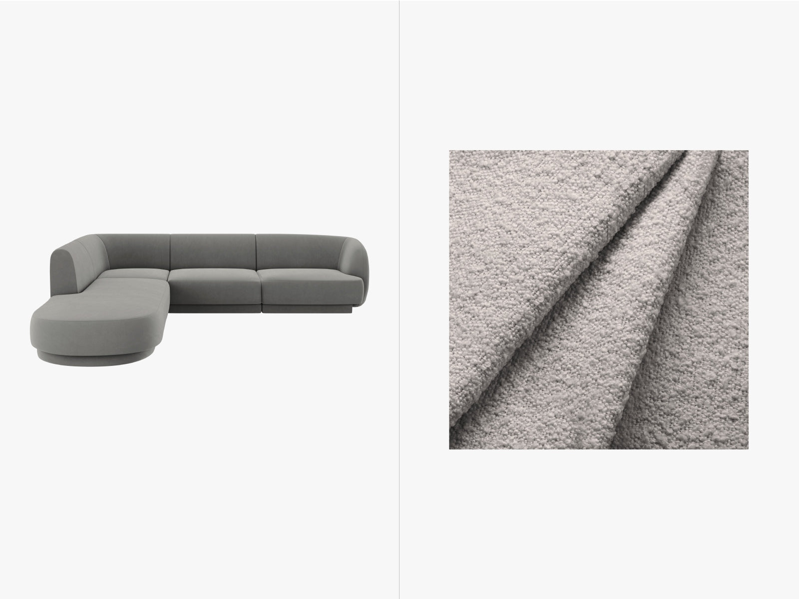Miley Boucle Ecksofa links 6 Sitzer in Light Grey-Baloo präsentiert im Onlineshop von KAQTU Design AG. Ecksofa links ist von Micadoni