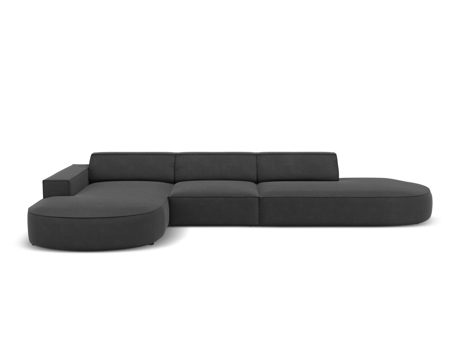 Jodie Velour modulares Ecksofa links 4 Sitzer in Grey präsentiert im Onlineshop von KAQTU Design AG. Ecksofa links ist von Micadoni
